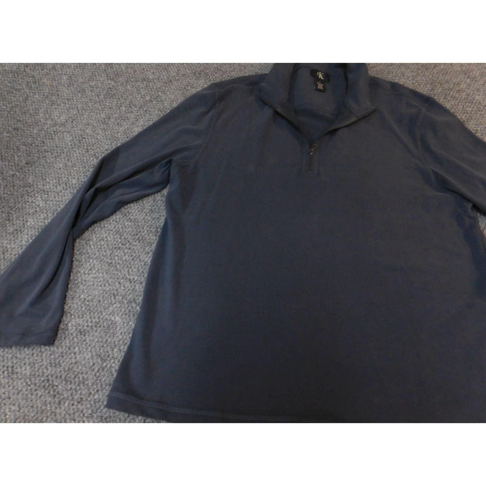 Calvin Klein Calvin Klein Mens Sweater Large Blue 1/4 Zip Pullover Knit Regular Size L Crew Neck Mock Neck Long Sleeve Solid Size US L / EU 52-54 / 3 - 3 Thumbnail
