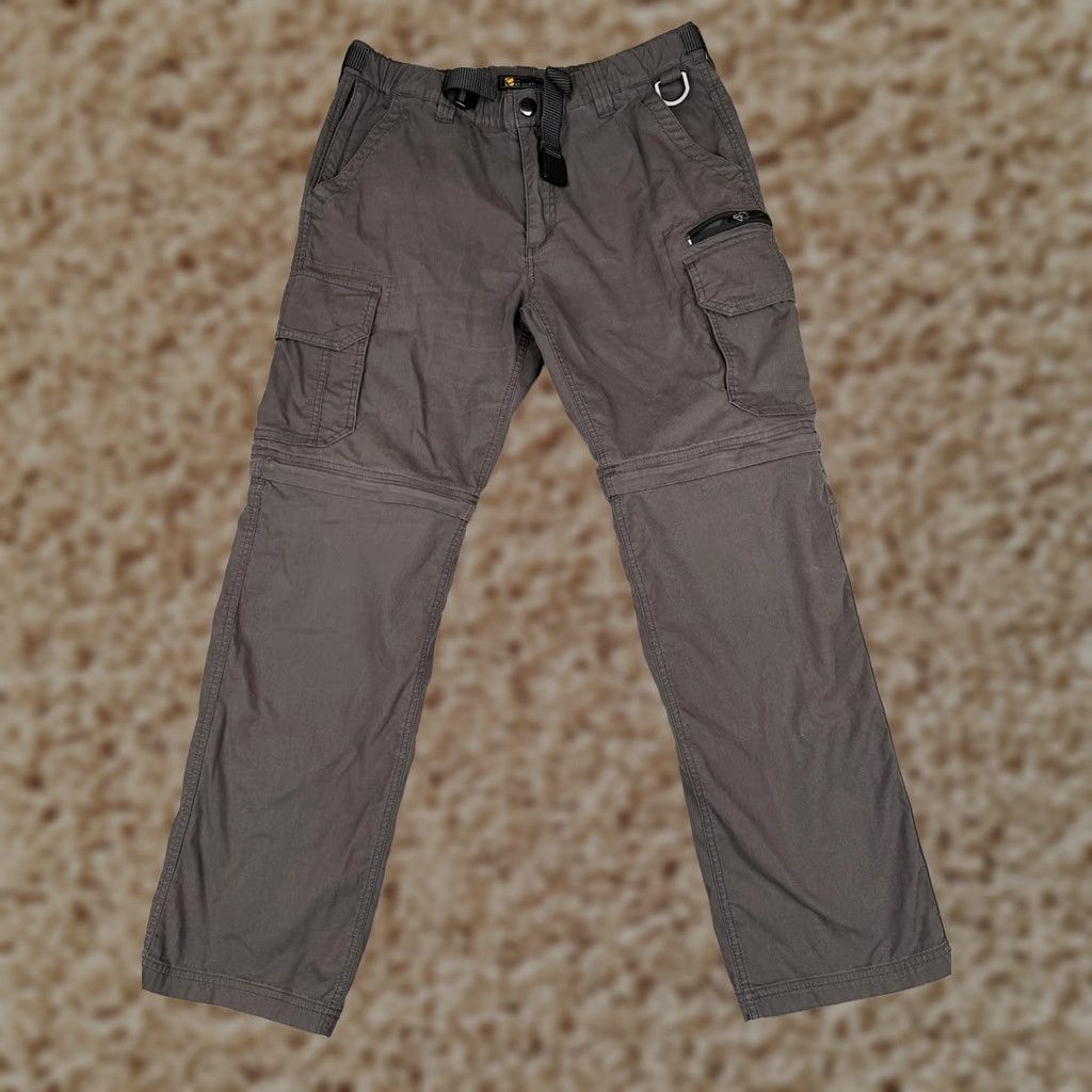 Vintage BC Clothing Co Mens Cargo Pants Brown Convertible Zip-Off Legs Belted Pockets Stretch Canvas 34x29 Waist 34 Inseam M Regular Size US 31 - 1 Thumbnail