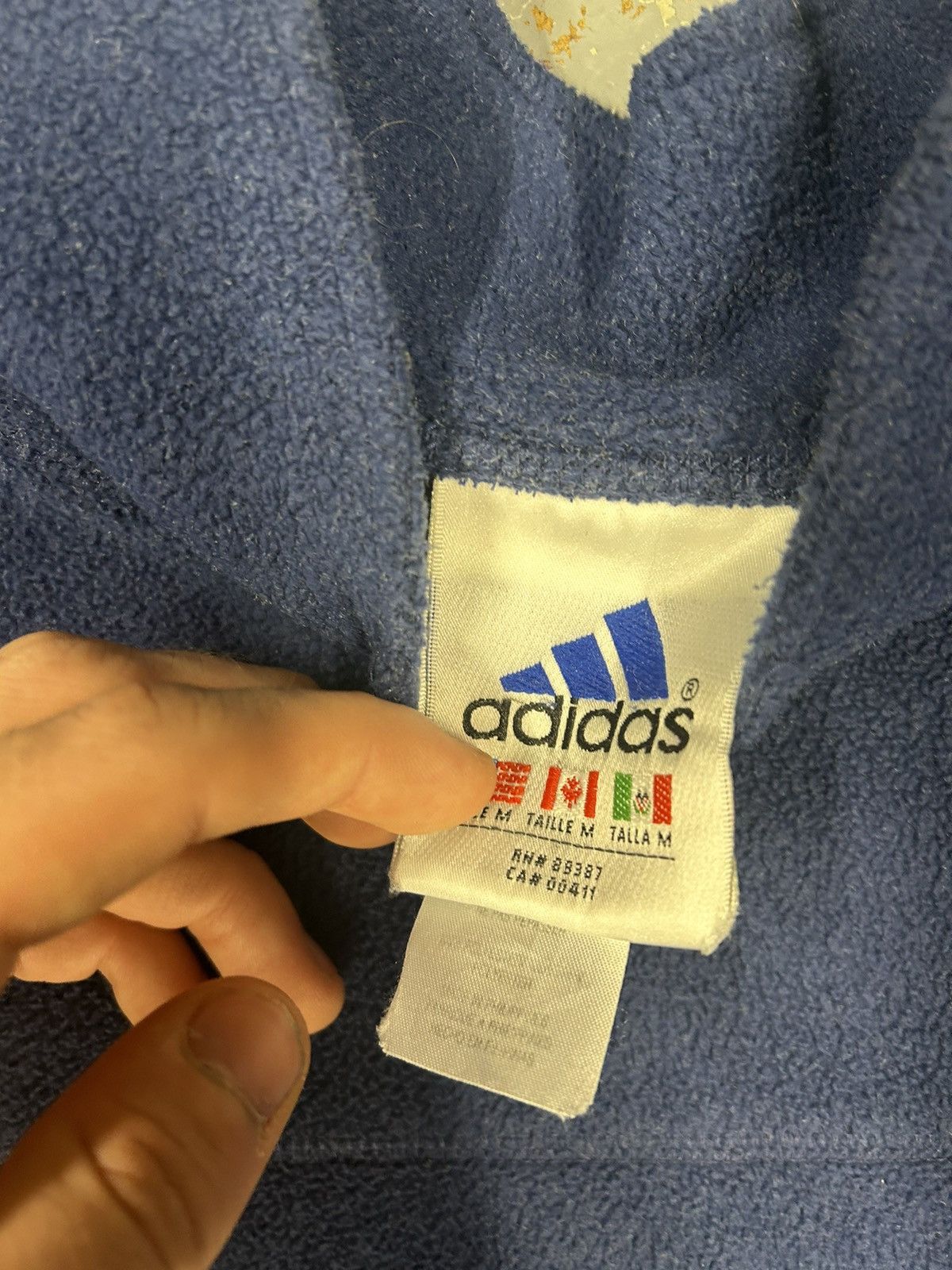 Adidas × Vintage Crazy Vintage Y2K Baggy Navy Adidas Pullover Fleece Sweater Size US L / EU 52-54 / 3 - 3 Thumbnail
