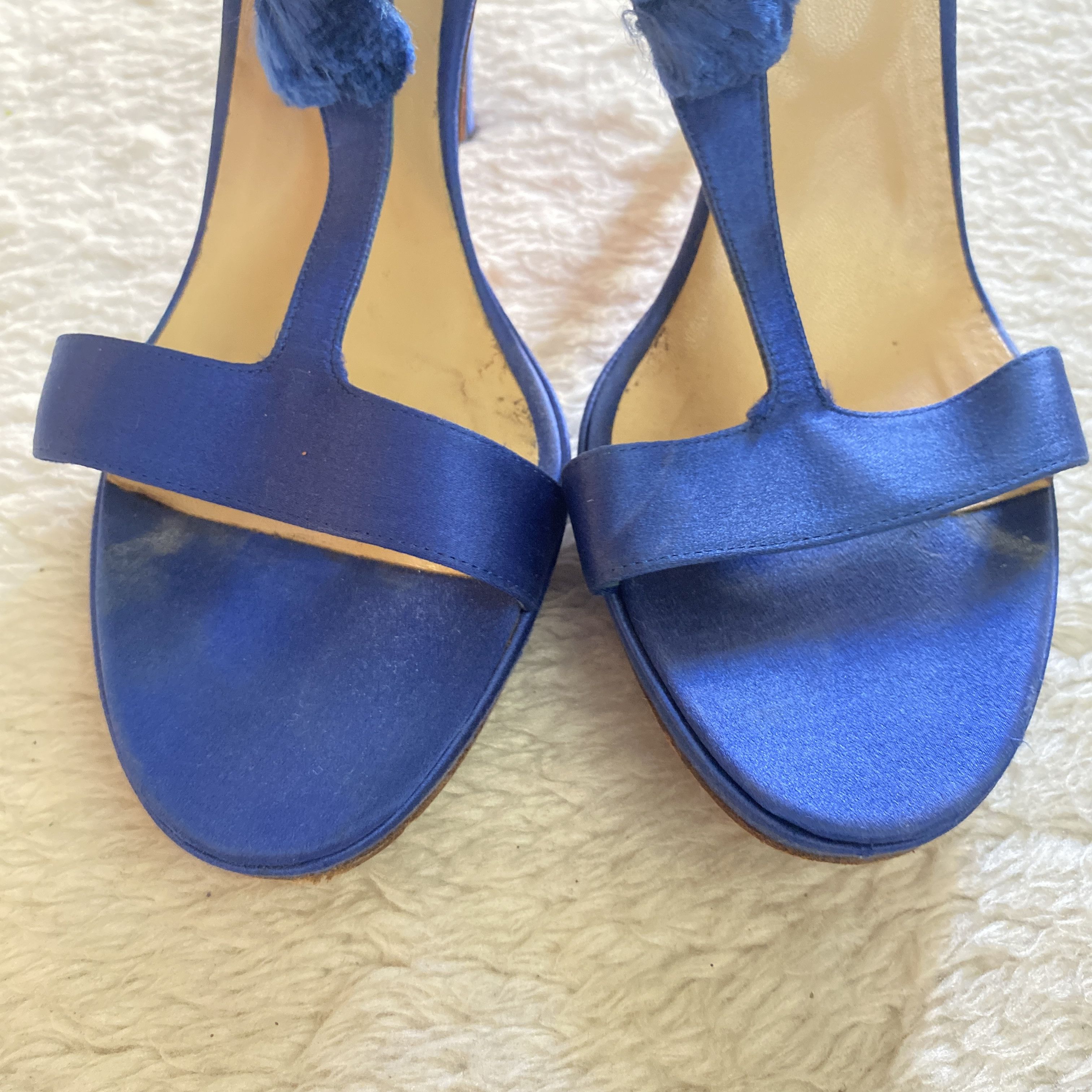 Versace Versace S/S 2008 Blue Silk Tassel Heels – Open Toe Sandals Size US 8 / IT 38 - 12 Thumbnail