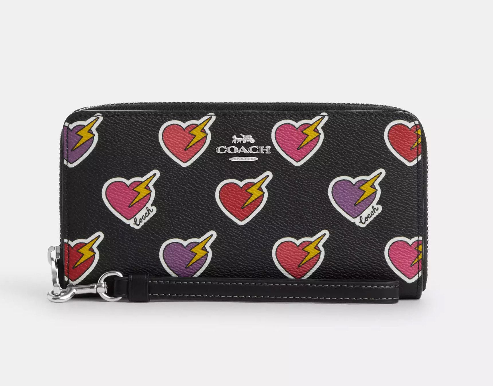 Coach Long Zip Around Wallet With Heart Bolt Print CW476 Size ONE SIZE - 6 Thumbnail