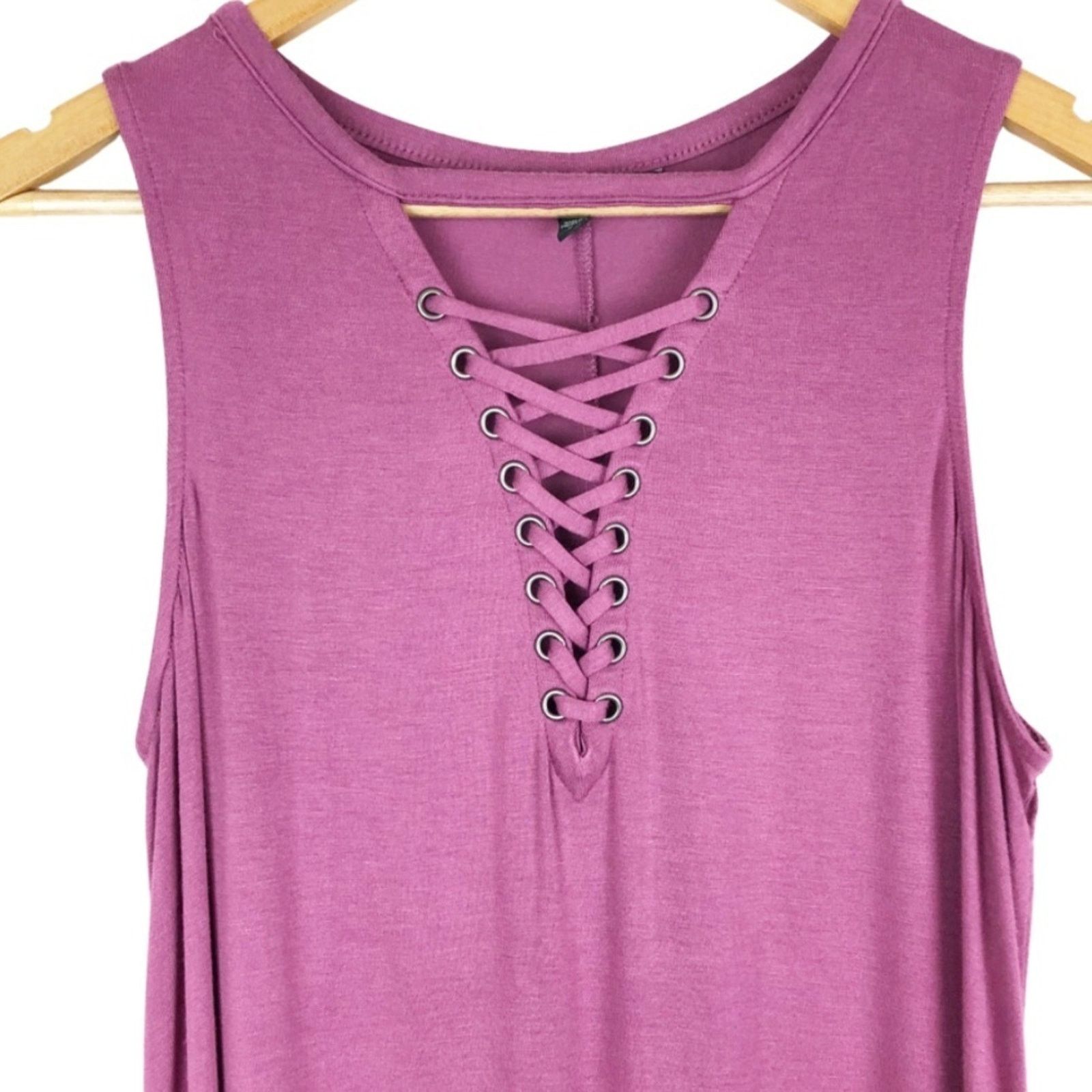 Express Express Women’s Lace Up Trapeze Hem Purple Mini Dress Size M / US 6-8 / IT 42-44 - 6 Thumbnail