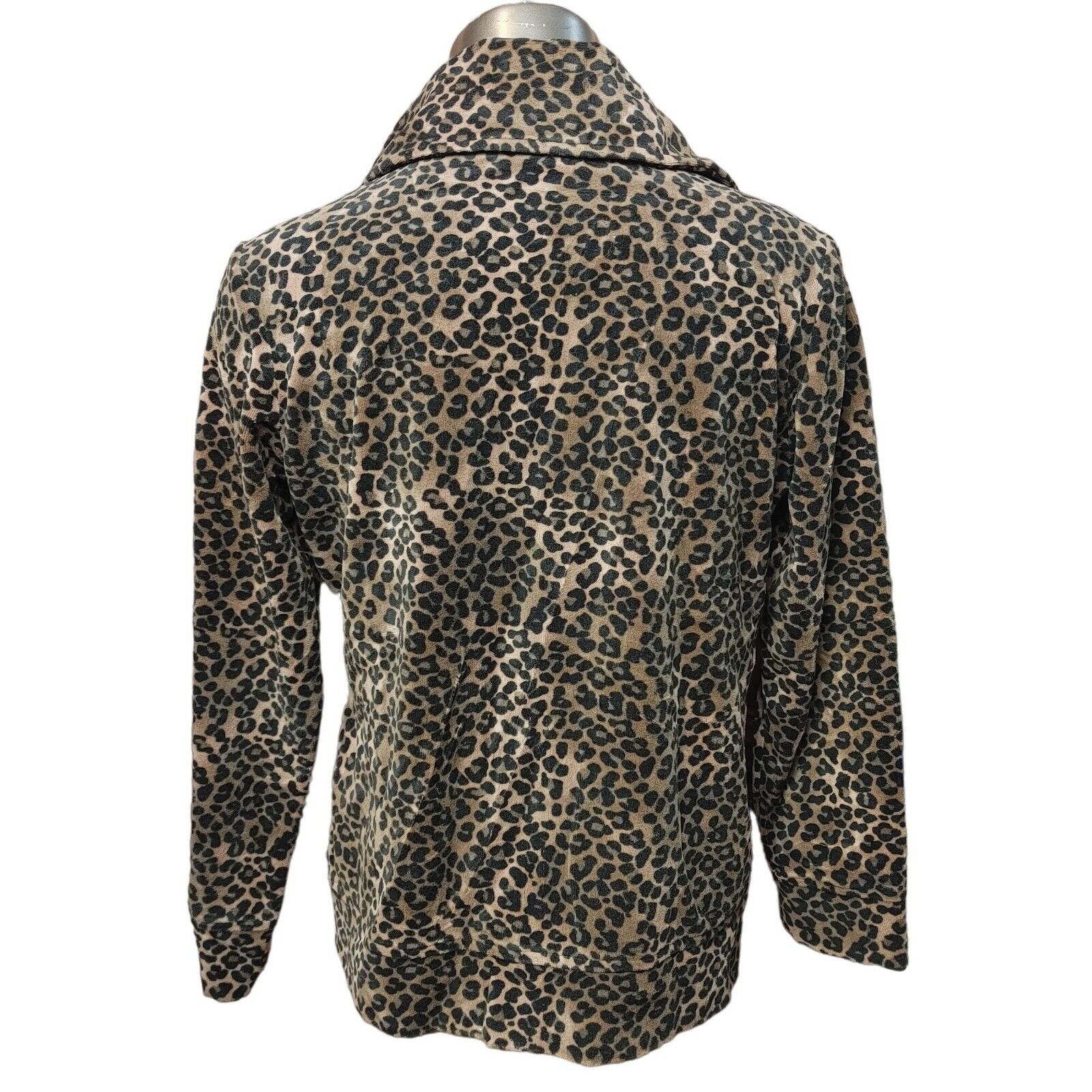 Other Style & Co. Sport Women's Petite Long Sleeve Zip Up Leopard Size L / US 10 / IT 46 - 2 Thumbnail