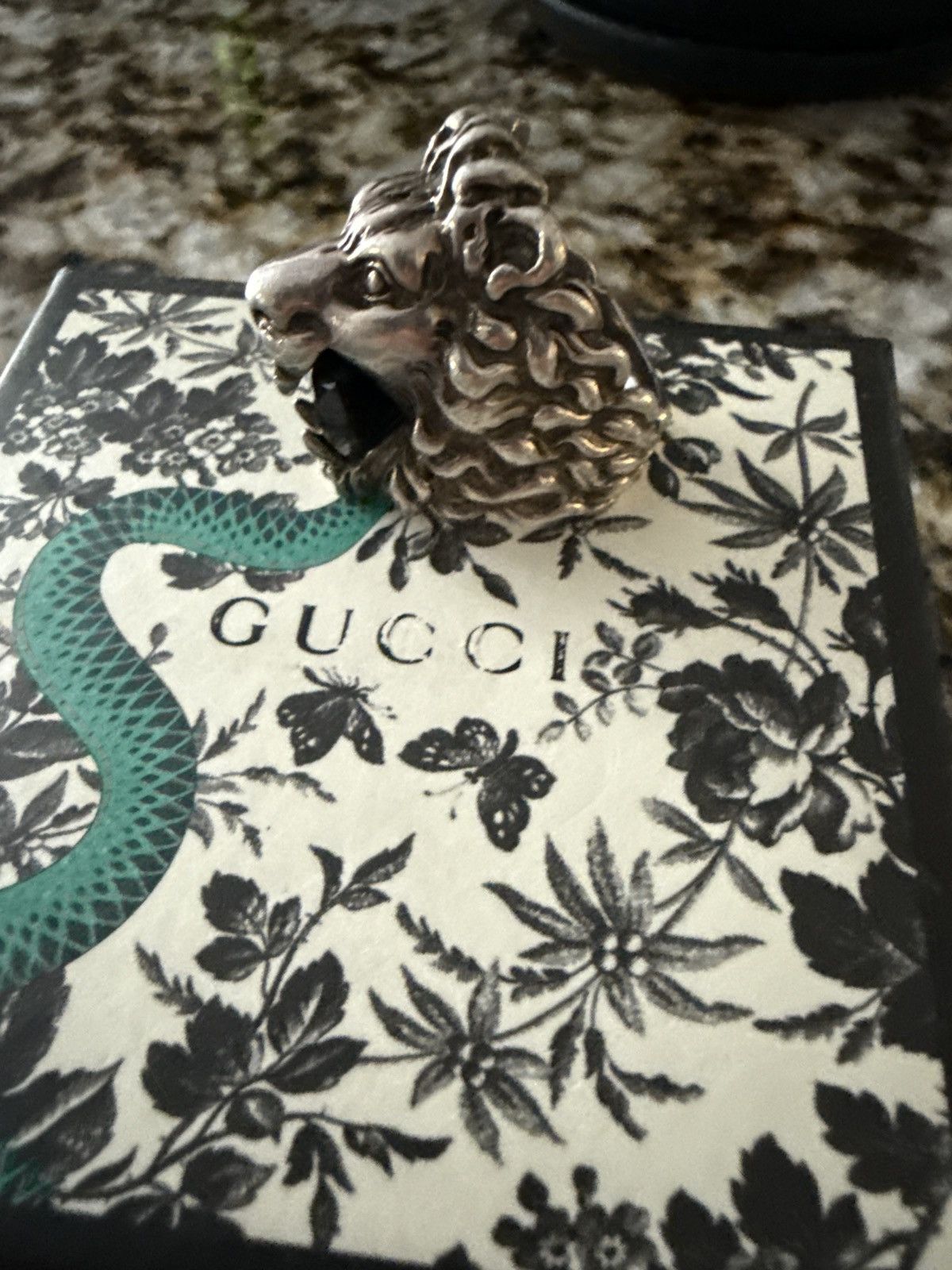 Gucci Gucci Silver Gemstone Lion Ring Size ONE SIZE - 2 Thumbnail