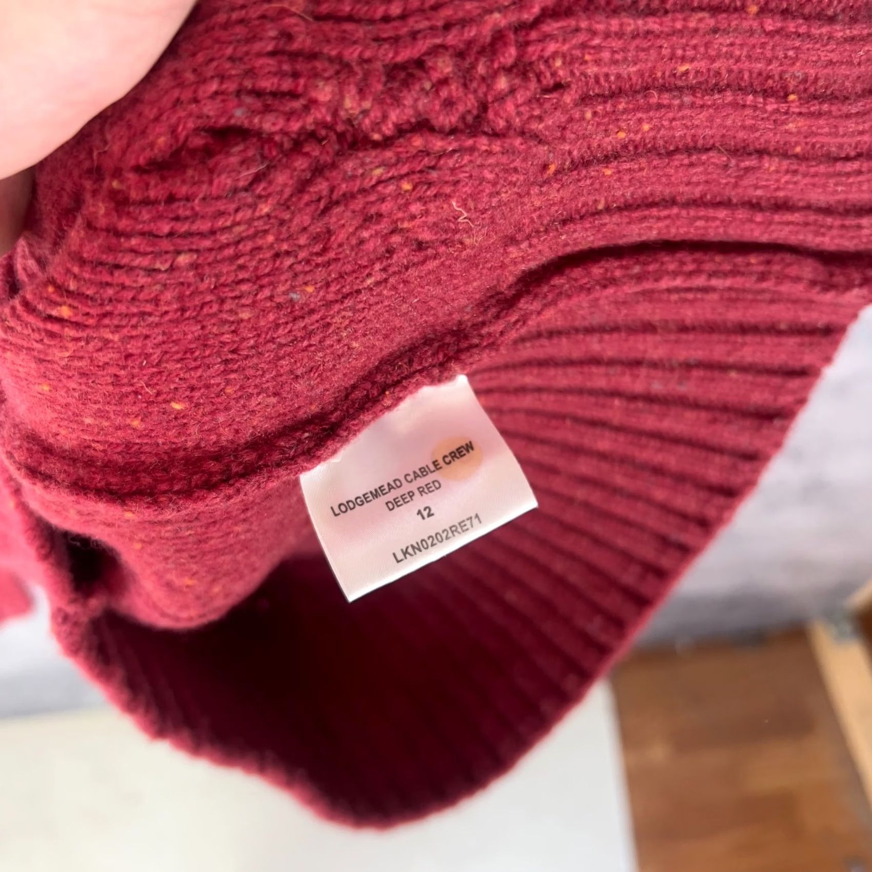 Barbour Barbour Women’s Cable Knit Sweater Deep Red Lambswool Size 12 UK Pullover Size XL / US 12-14 / IT 48-50 - 5 Thumbnail