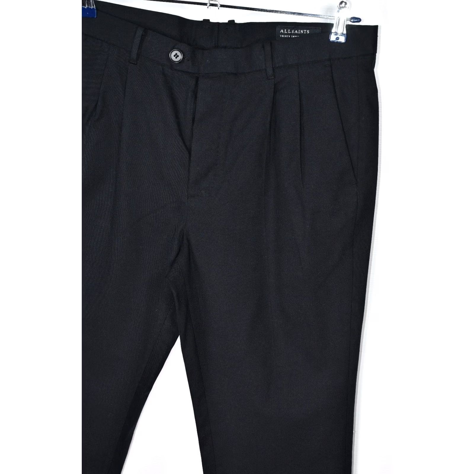 Allsaints AllSaints Tallis Trousers Men's Cropped Slim Fit Wool Blend Black 33 Waist 72cm Inseam 28.35in Front Rise 11.81in Vintage No Casual Pants Size US 33 - 5 Thumbnail