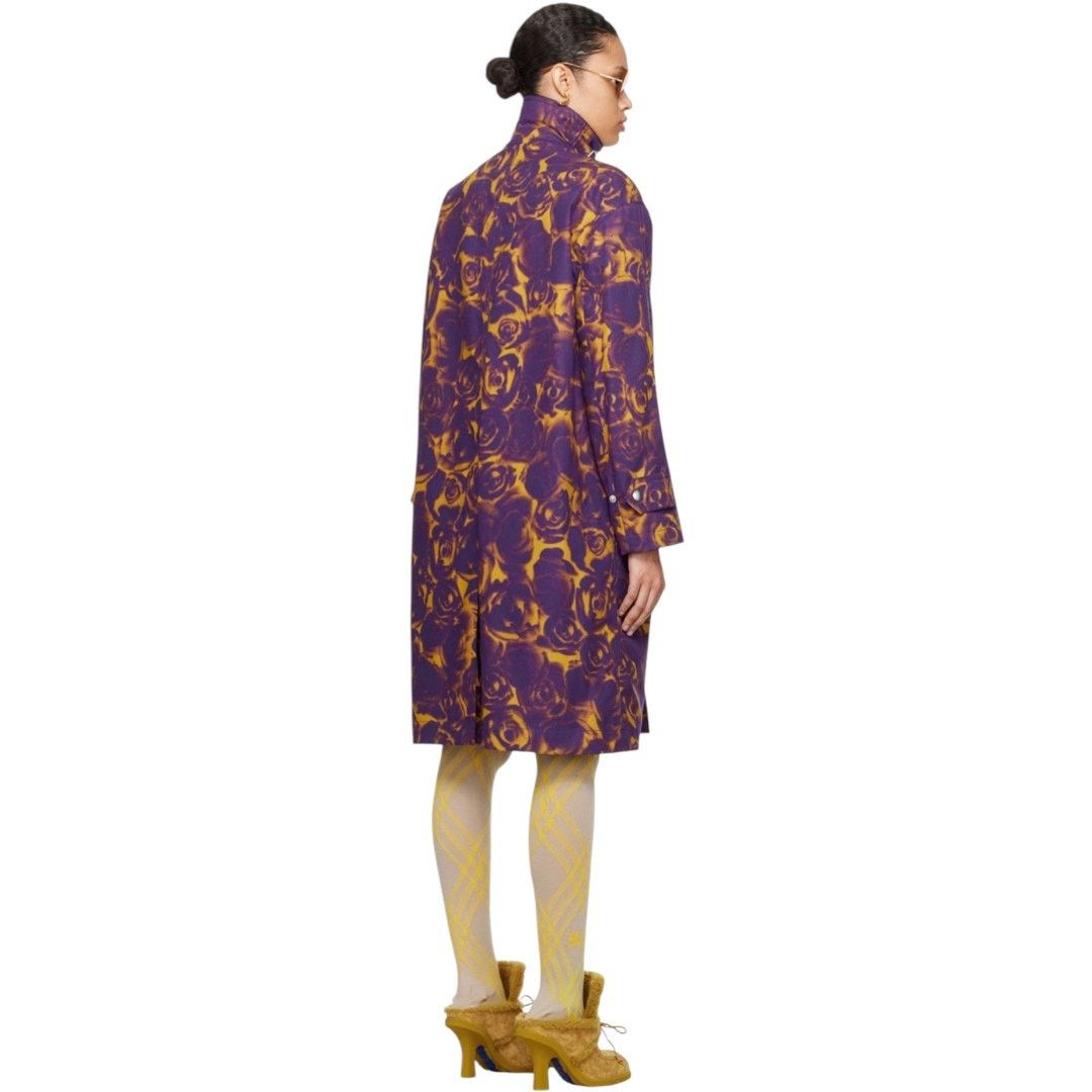 Burberry Burberry Purple and Yellow Rose Print Trench Coat (US 0) Size XS / US 0-2 / IT 36-38 - 4 Thumbnail