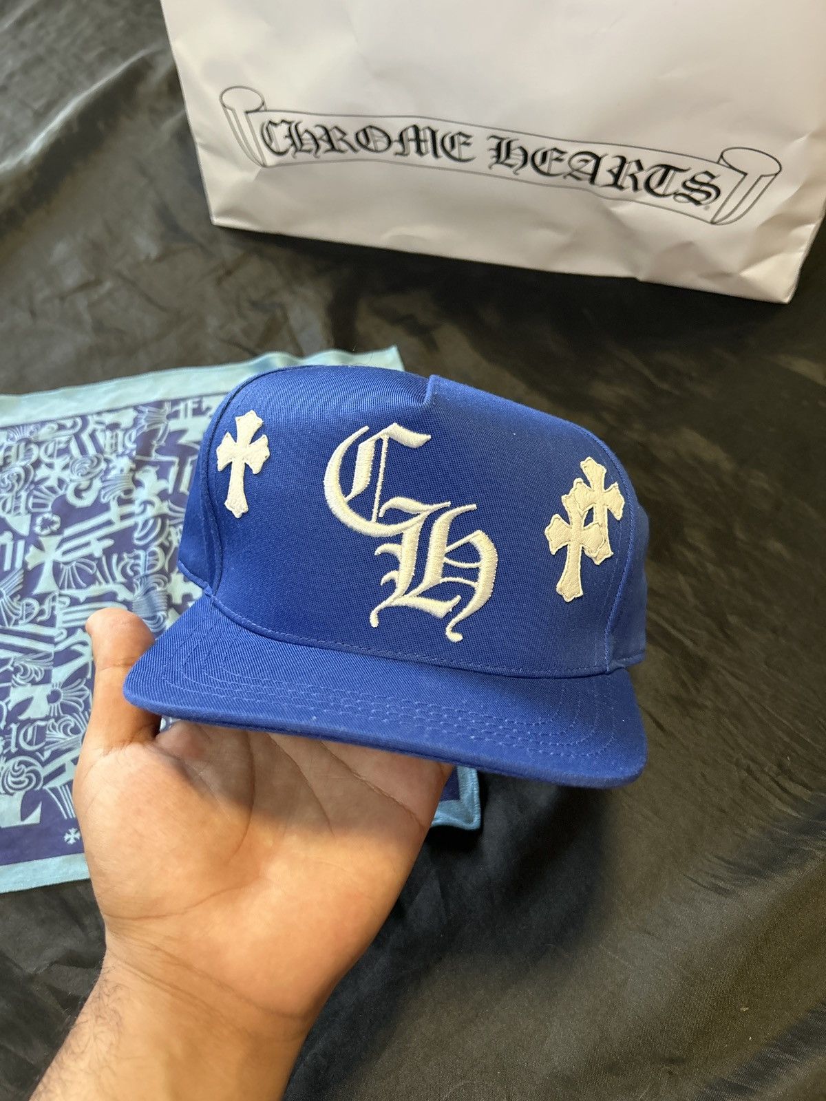 Chrome Hearts Chrome Hearts Blue/White Patches BaseBall Hat. Size ONE SIZE - 1 Thumbnail