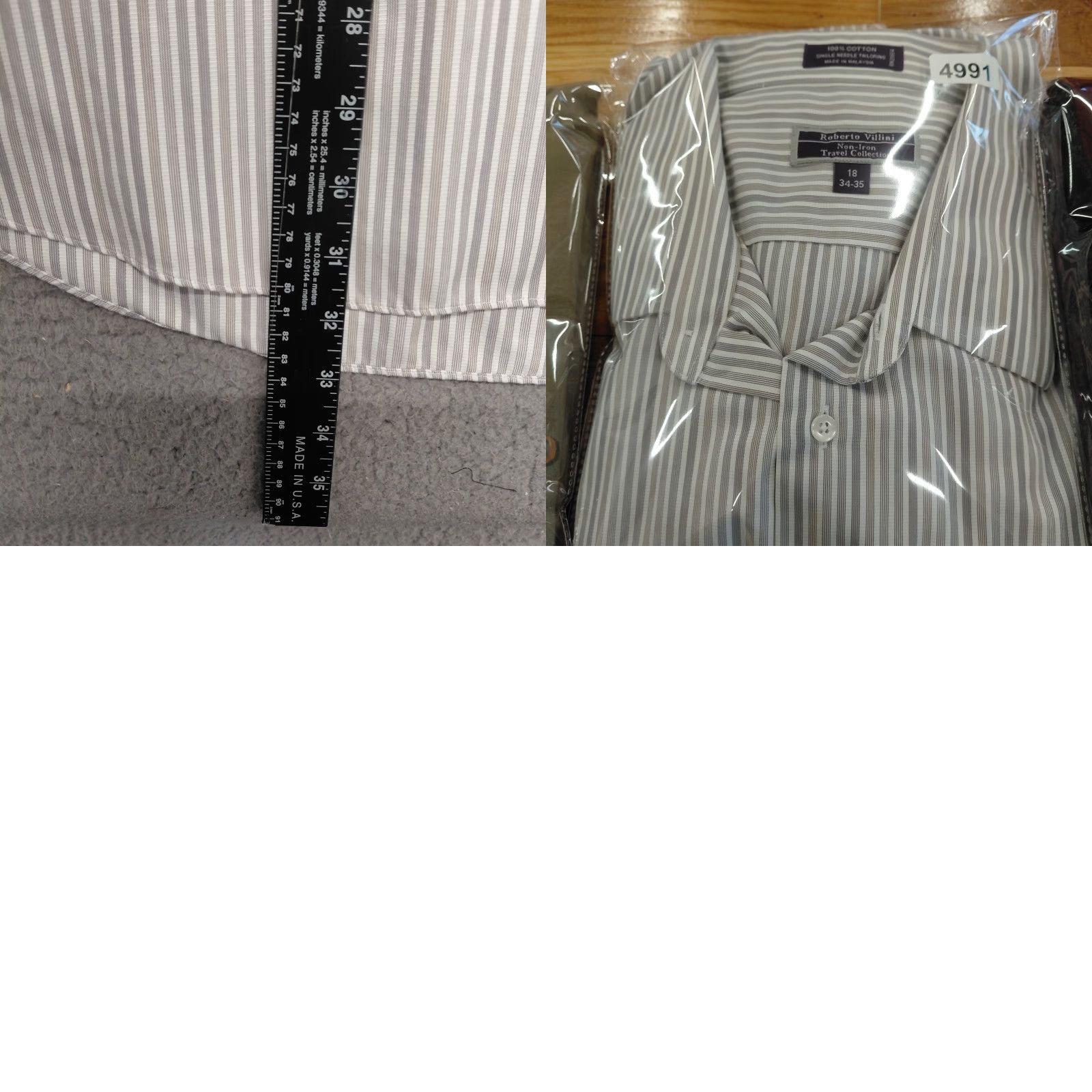 Needles Roberto Villini Shirt Men's Sz 18 34-35 Non-Iron Single Needle Business Dadcore Size US XXL / EU 58 / 5 - 9 Thumbnail