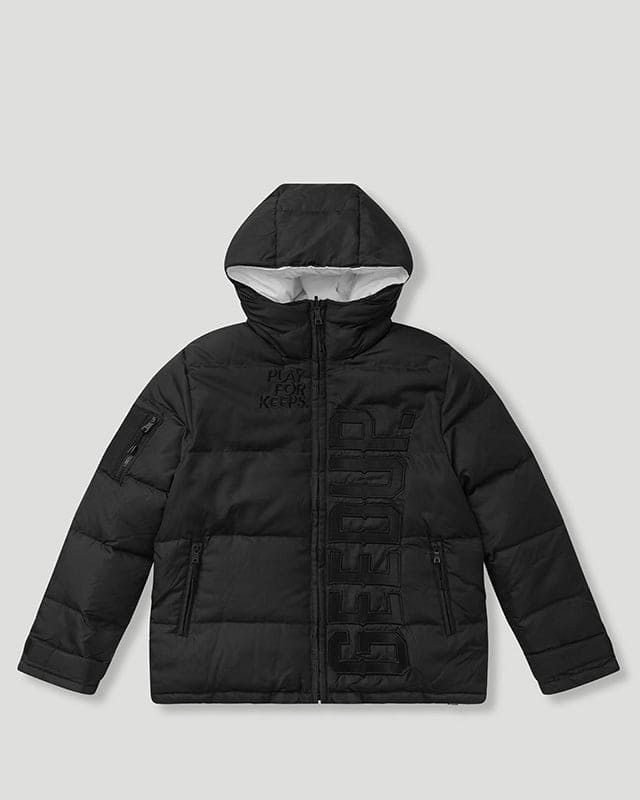 Geedup Core Logo Reversible Duck Down Puffer Jacket Black/W