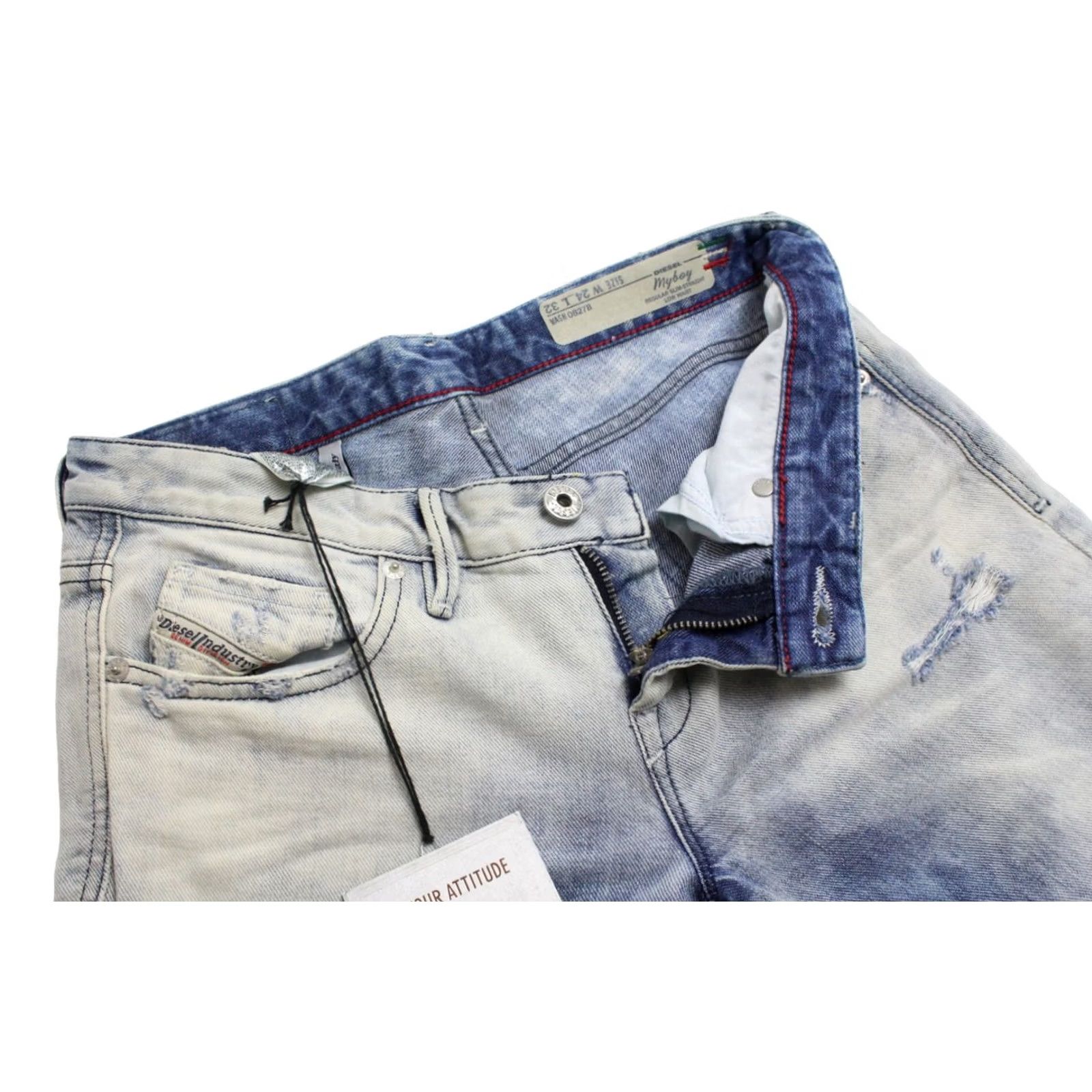 Diesel DIESEL MyBoy Regular Slim-Straight Low Waist 0827B Jeans Women's W24 Ripped Size 42" / US 20 - 4 Thumbnail