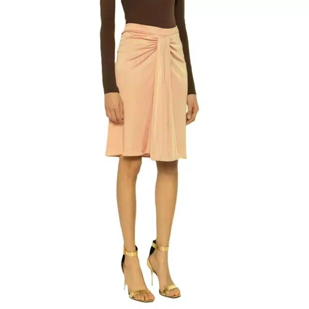Tom Ford o1loc1c0426 GCJ371 Draped Jersey Midi Skirt in Beige Size 26" / US 2 / IT 38 - 1 Preview