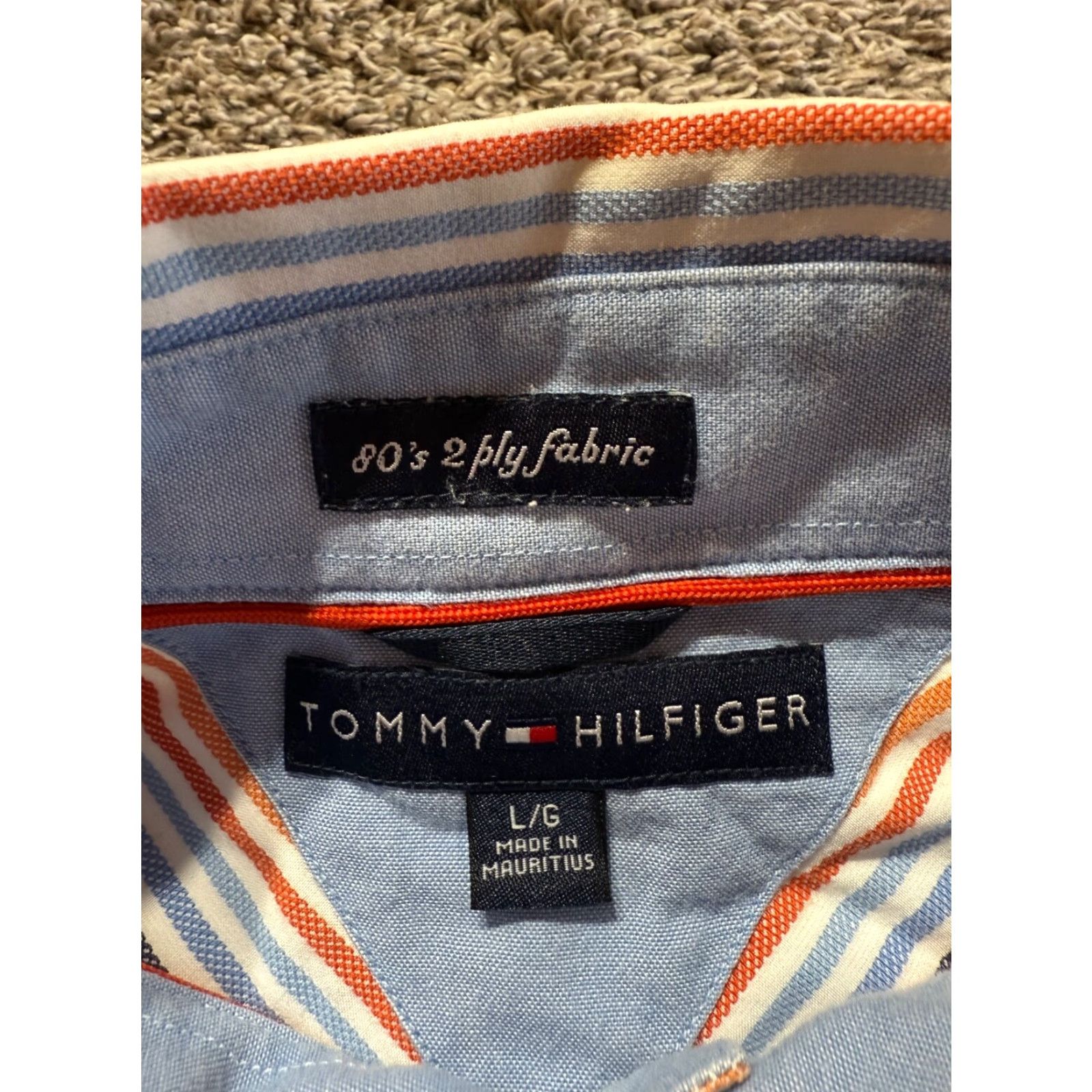 Tommy Hilfiger VINTAGE Tommy Hilfiger Mens Shirt Button-Down Size Large Striped Orange Blue 80s 2 Ply Size US L / EU 52-54 / 3 - 3 Thumbnail
