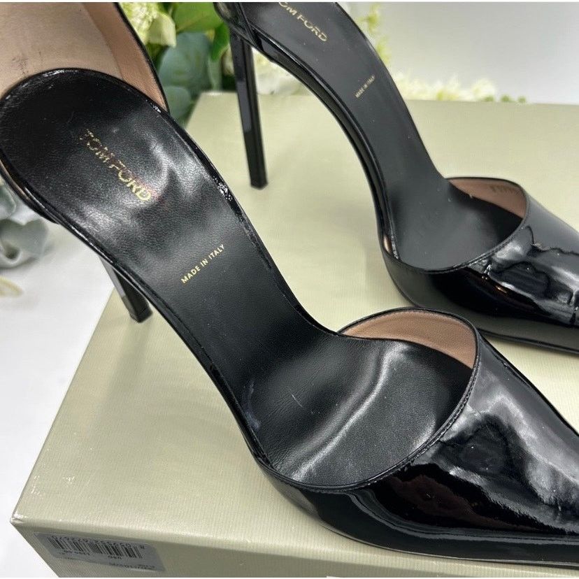 Tom Ford Tom Ford Black Patent Leather ankle tie 105mm pumps size 41 Size US 11 / IT 41 - 6 Thumbnail