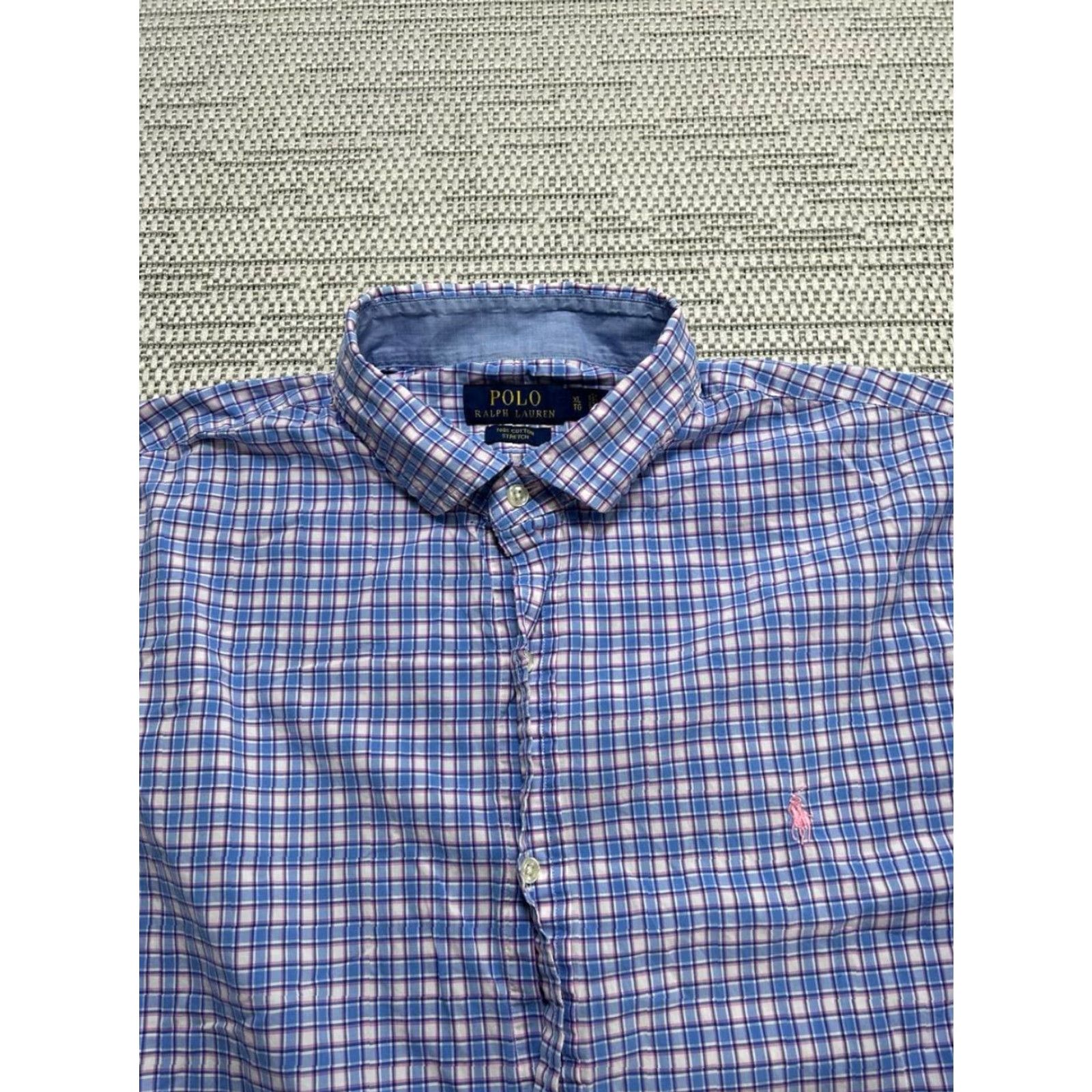 Polo Ralph Lauren Polo Ralph Lauren Shirt Mens XL Blue Cotton Stretch Plaid Barrel Cuff Button Up Size US XL / EU 56 / 4 - 2 Thumbnail
