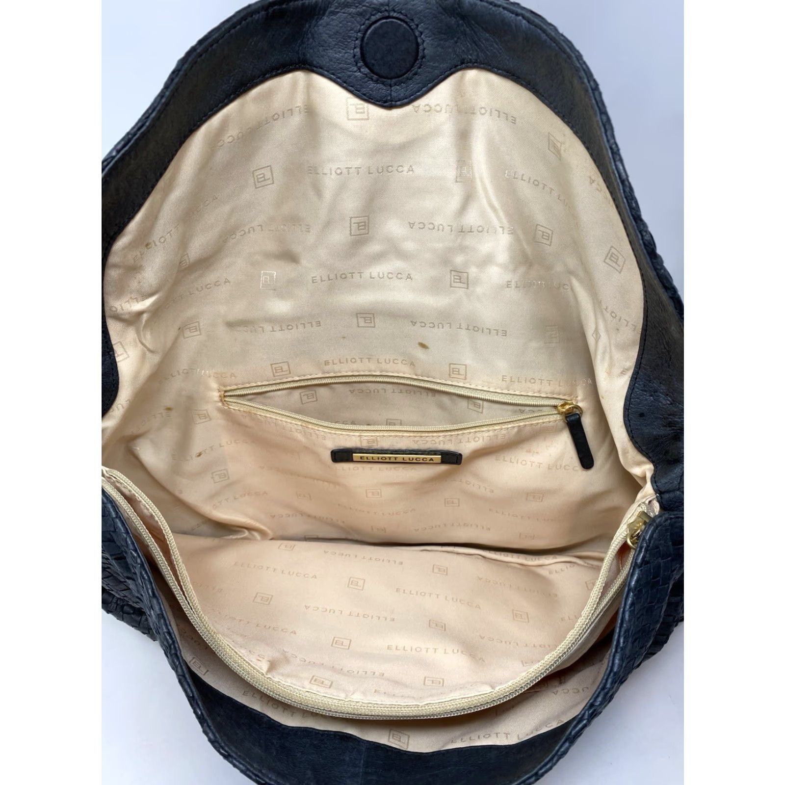 Vintage Elliott Lucca Black Leather Shoulder Bag Braided Grommet Hobo Bag Flap Medium Womens Size ONE SIZE - 3 Thumbnail
