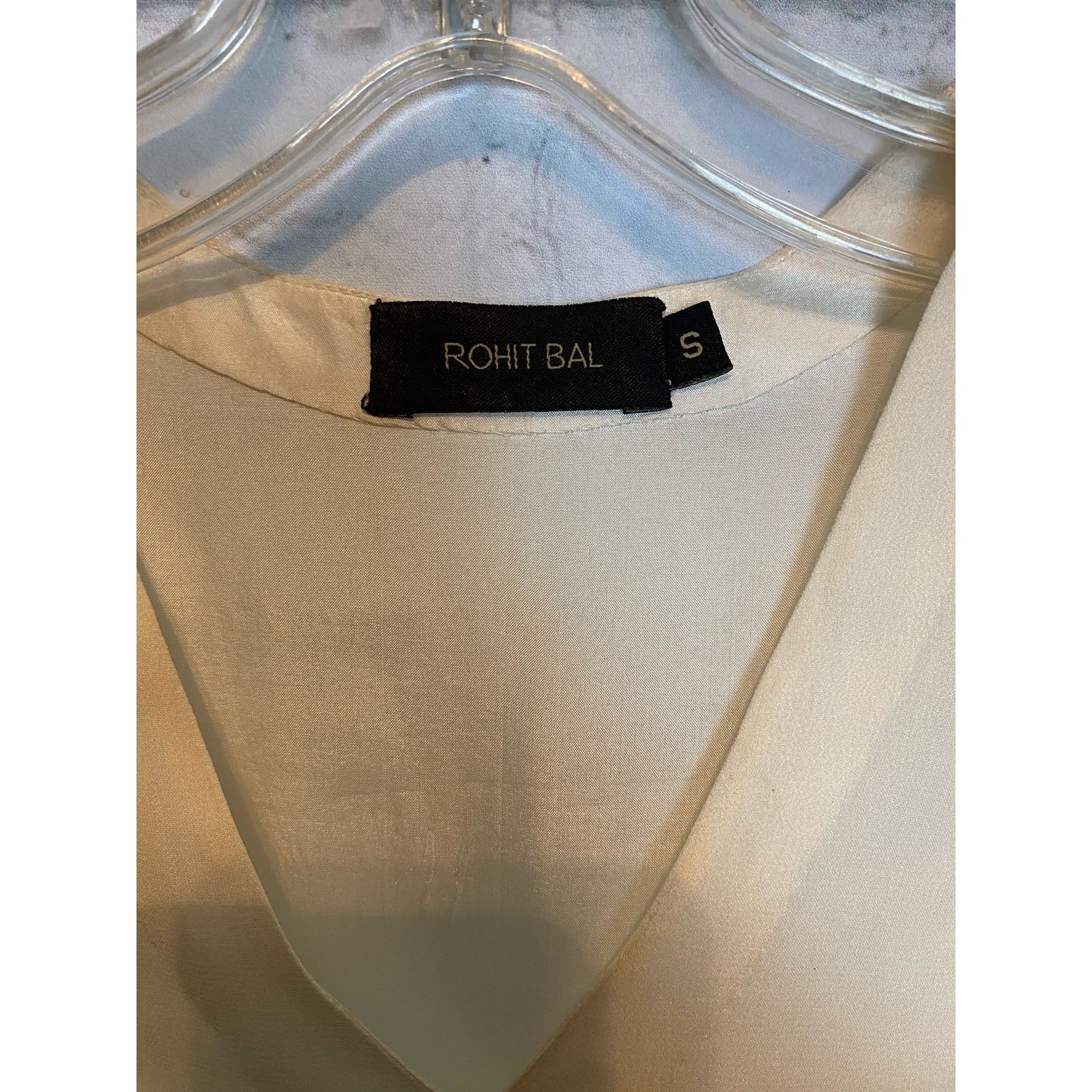 Unknown London Designer Rohit Bal 100% Pure Silk Boho Blouse Small in Ivory Size S / US 4 / IT 40 - 7 Thumbnail