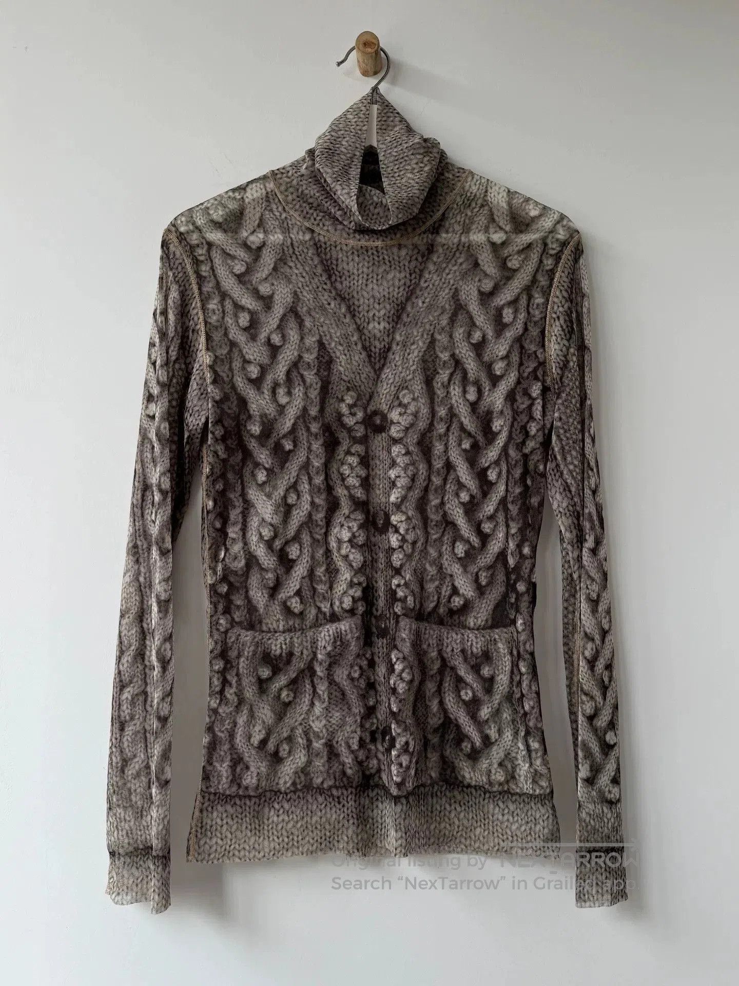 Jean Paul Gaultier Jean Paul Gaultier Sheer Knit High Collar Sweater. Size L / US 10 / IT 46 - 5 Thumbnail