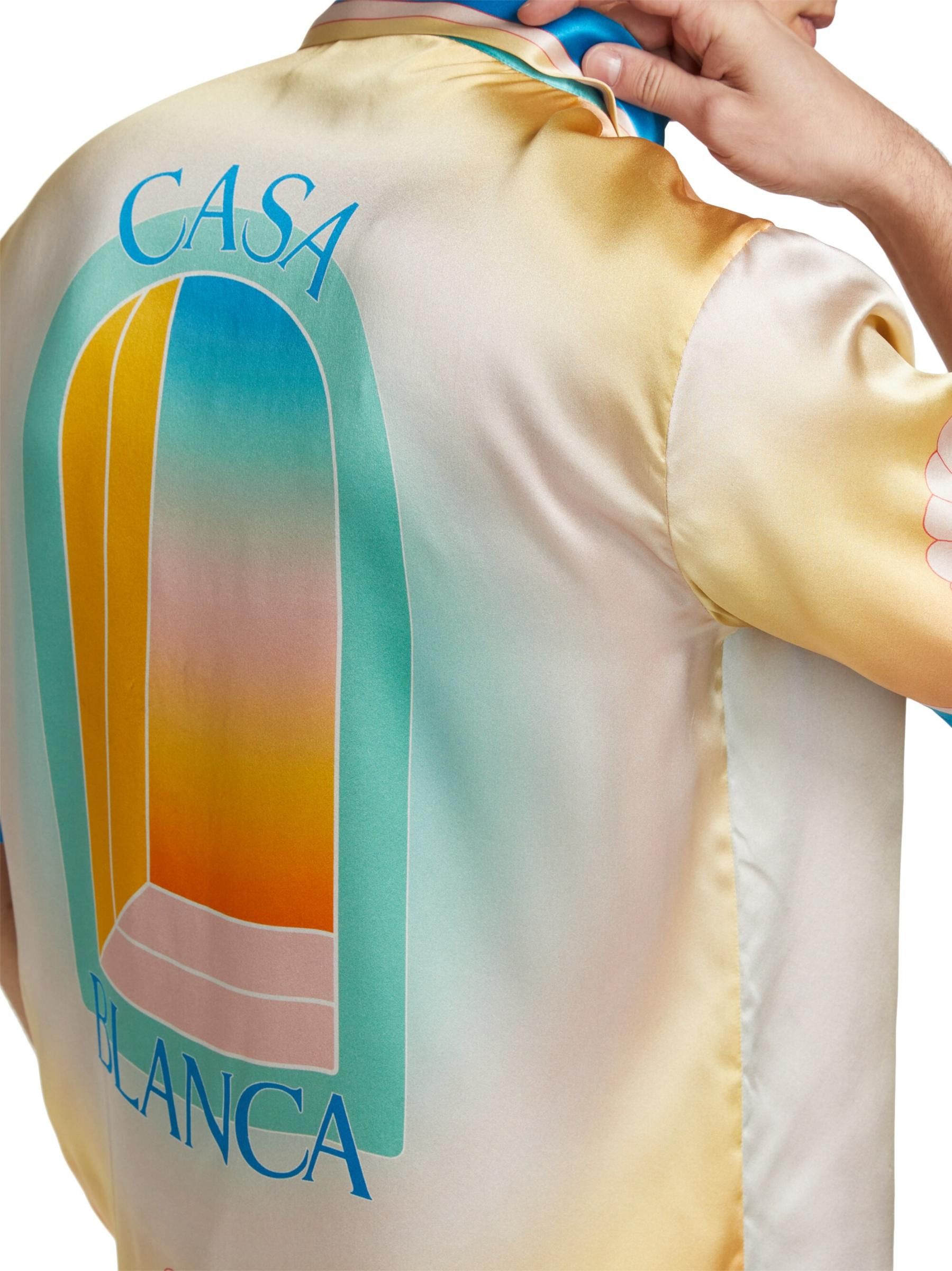 Casablanca os11x0725 Silk Satin Ombré Cuban Collar Short-Sleeve Shirt Size US L / EU 52-54 / 3 - 5 Thumbnail
