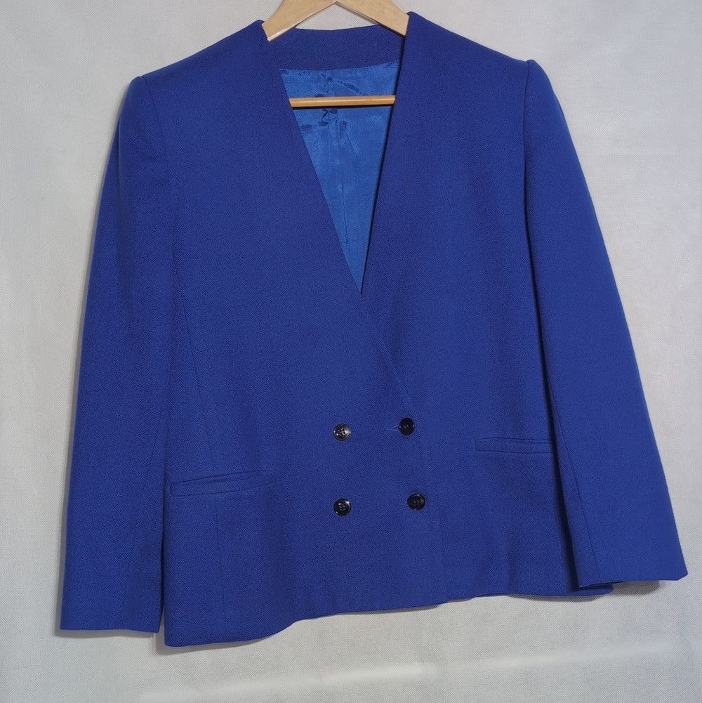 Other Vintage Michelle Stuart Petite Sz 8P Royal Blue Wool Double Size M / US 6-8 / IT 42-44 - 1 Thumbnail