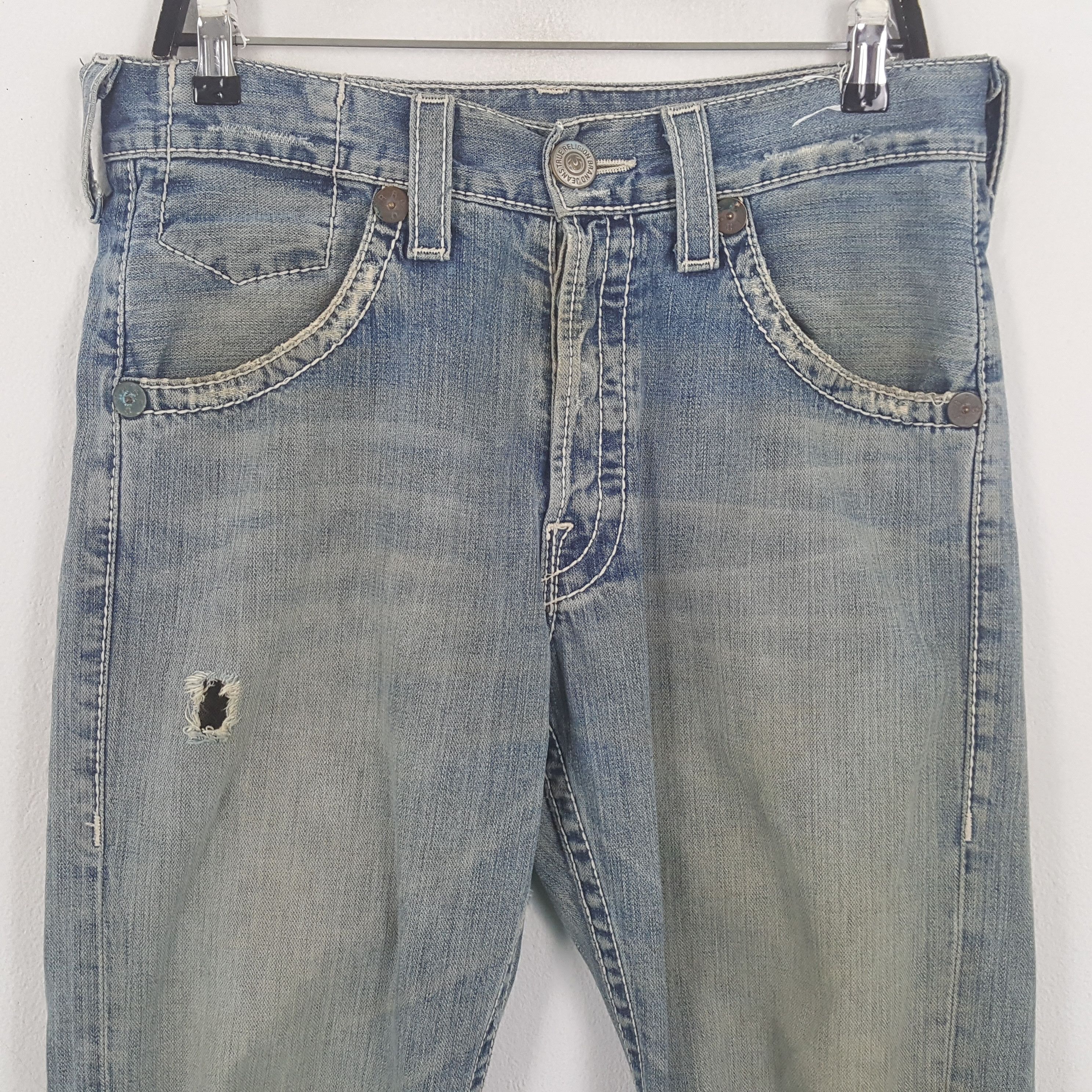 True Religion × Vintage True Religion Fashion Streetwear Style Distressed Jeans Size US 33 - 5 Thumbnail