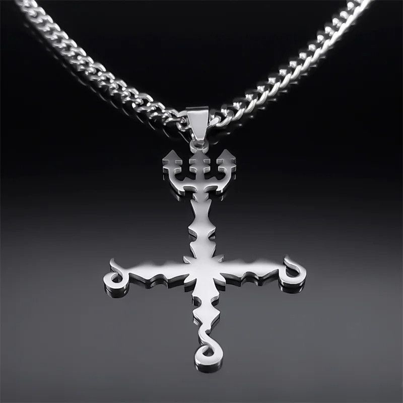 Jewelry 666 Satan Inverted Cross Trident Demonic Pendant Talisman Size ONE SIZE - 1 Thumbnail