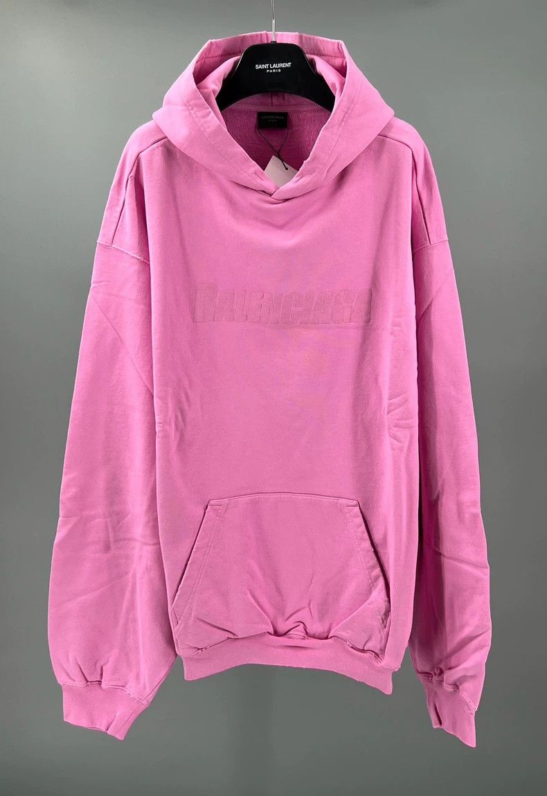 Balenciaga Balenciaga Pink Logo Hooded Sweatshirt - dmc Size US M / EU 48-50 / 2 - 1 Thumbnail