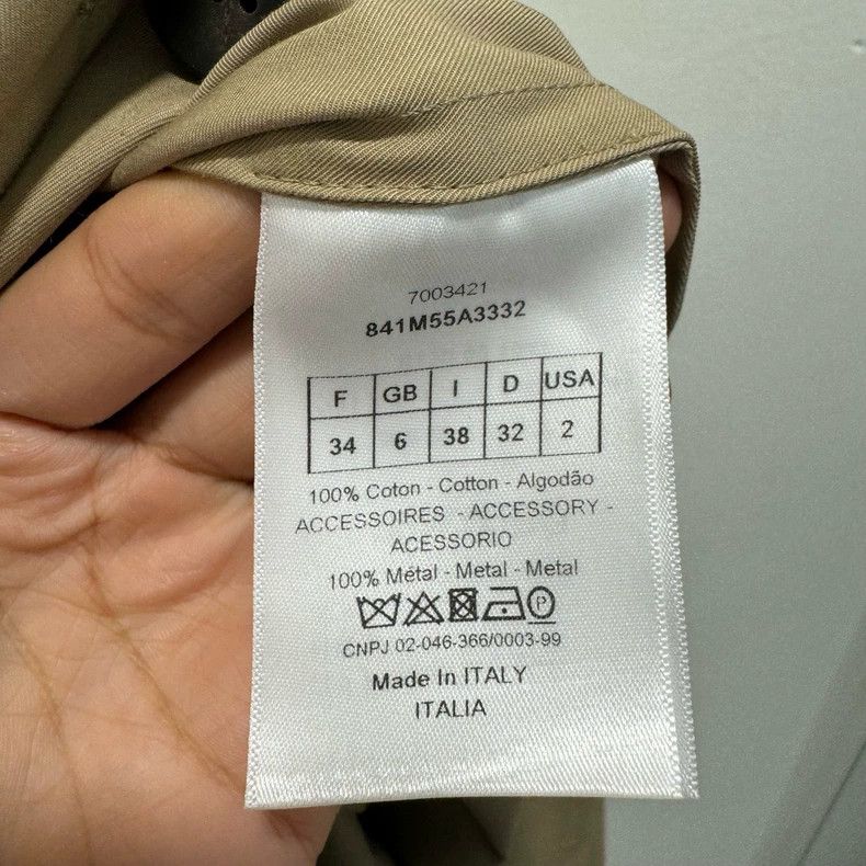 Dior Dior Size 34 Khaki double-breasted waist-tight windbreaker Size US XS / EU 42 / 0 - 4 Thumbnail