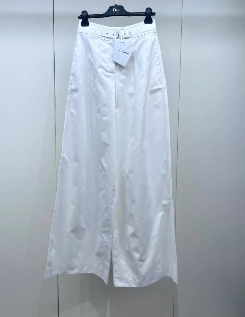 Dior Dior White denim belt wide-leg trousers 2504-Nextarrow Size 25" / US 0 / IT 36 - 1 Thumbnail