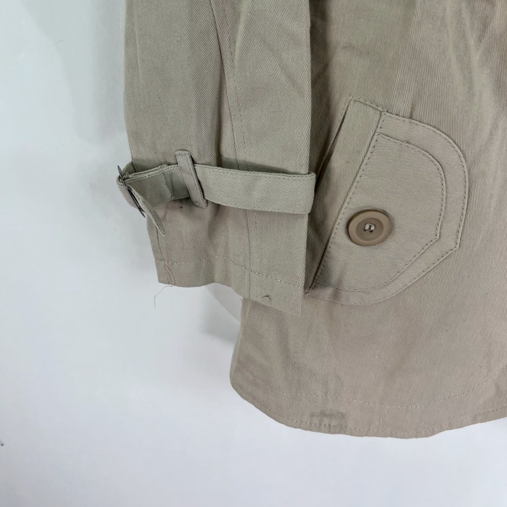 Max Mara VINTAGE Max Mara Trench Coat Womens S Beige Cotton Blend Long Sleeve Mid-Length Classic Designer Italy Size S / US 4 / IT 40 - 4 Thumbnail