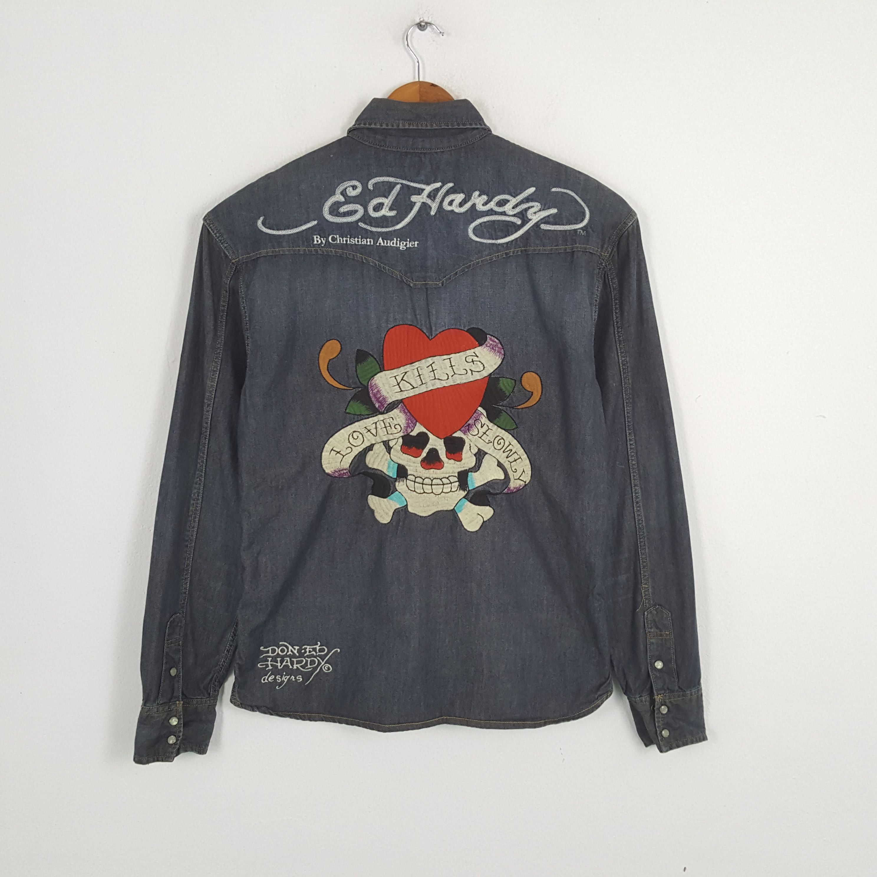 Christian Audigier × Ed Hardy × Vintage Vintage ED HARDY by CHRISTIAN AUDIGIER Fashion Brand Shirts Size US XL / EU 56 / 4 - 1 Thumbnail