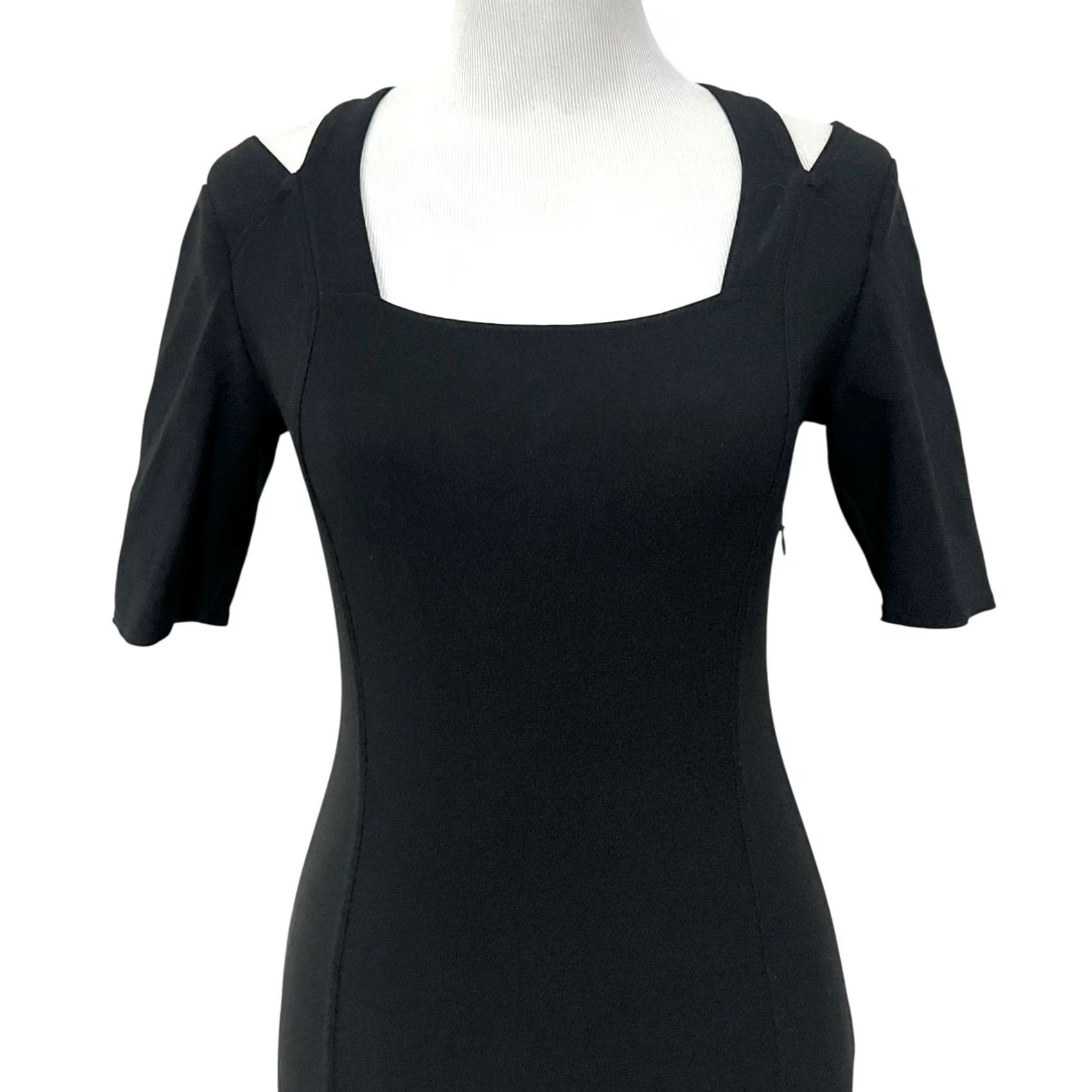 Boston Proper VINTAGE Boston Proper Dress Sheath Black Nylon Spandex Sz 2 Criss-Cross Back 90s Y2K Knit's Knee Length Mens Womens Size XS / US 0-2 / IT 36-38 - 3 Thumbnail