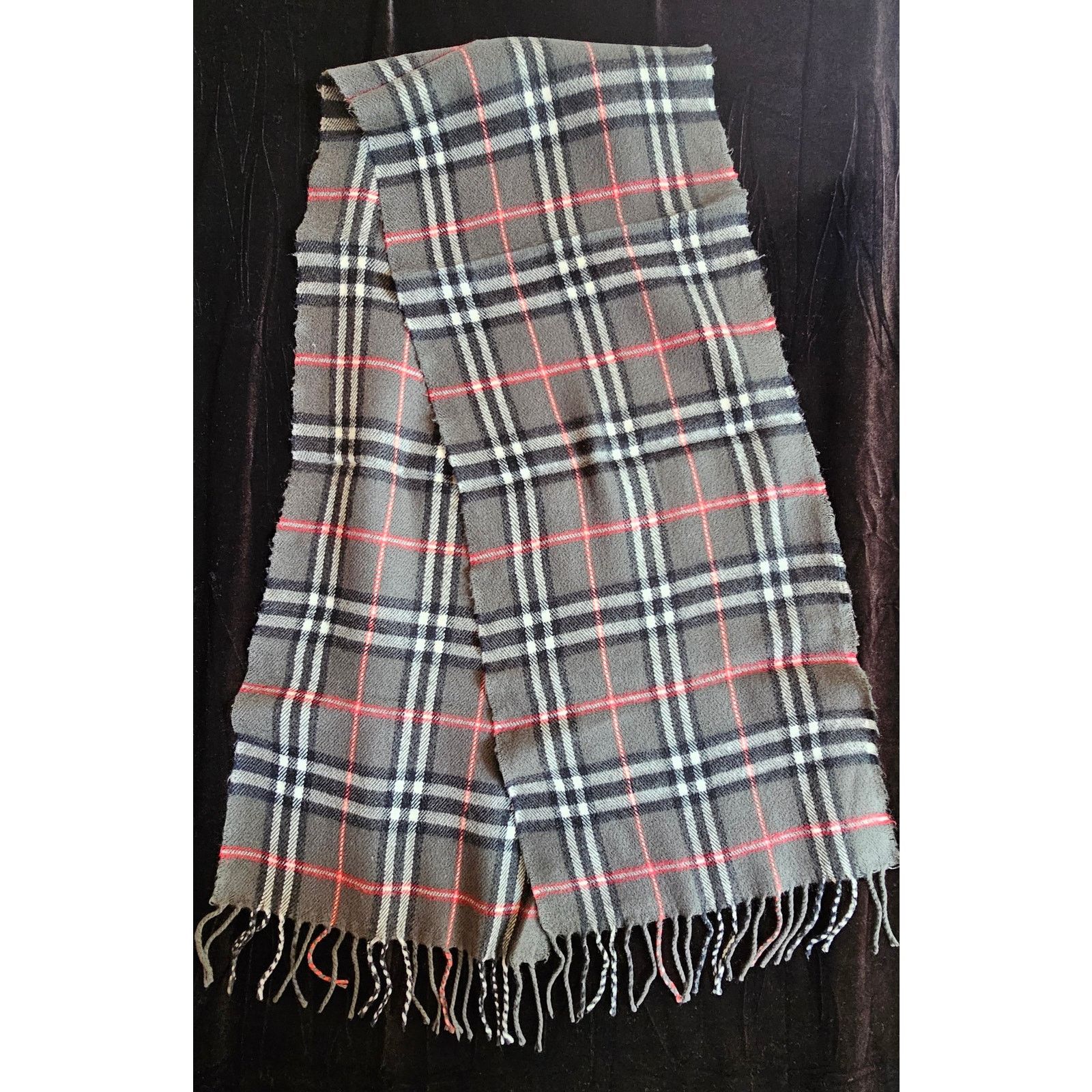 Burberry BURBERRY London 100% Lambswool Gray Scarf Nova Check (3) Size ONE SIZE - 6 Thumbnail