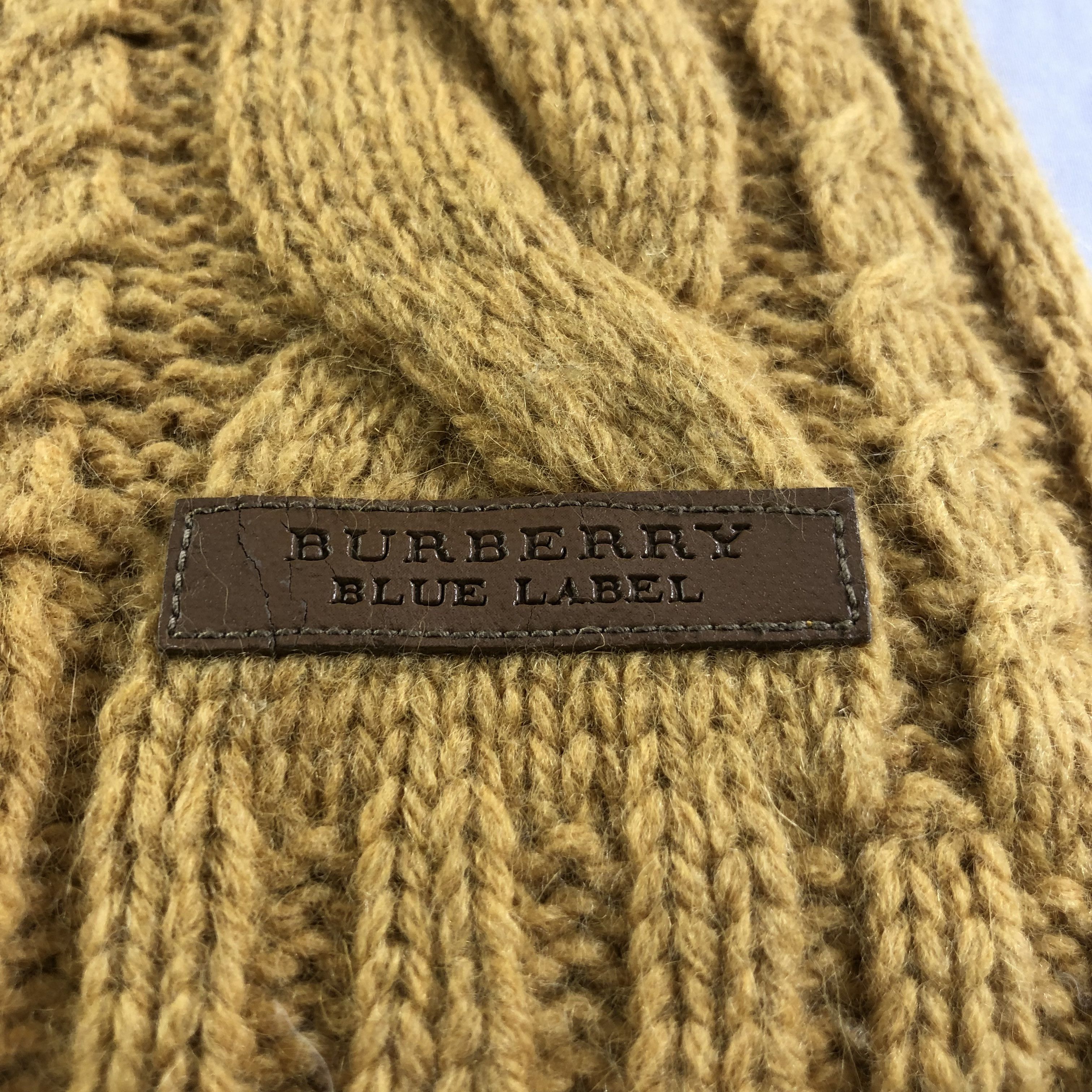 Burberry Burberrys Cable Knit Wool Scarf Muffler Neckwear V2240 Size ONE SIZE - 4 Thumbnail
