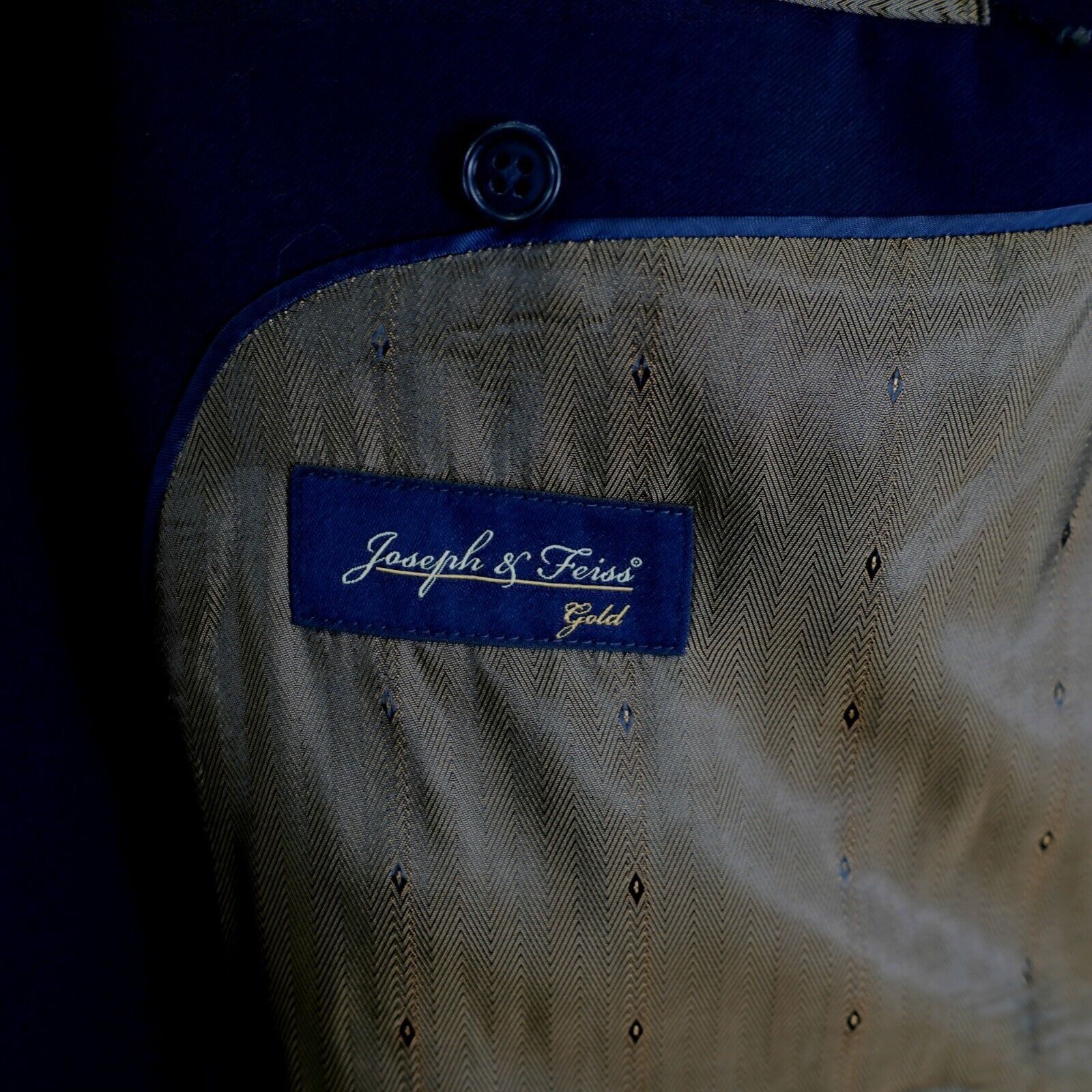 Joseph & Feiss Joseph & Feiss Gold Blue Wool 48L Or Slim 50L 2 Button Suit Size 48L - 9 Thumbnail