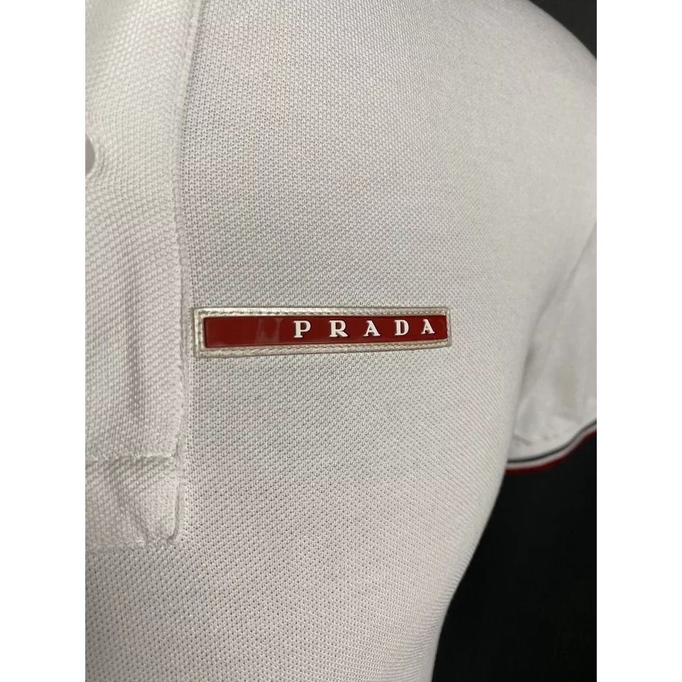 Prada Prada Red Tab Luxury Men's White Polo T-Shirt Size L Size US L / EU 52-54 / 3 - 5 Thumbnail