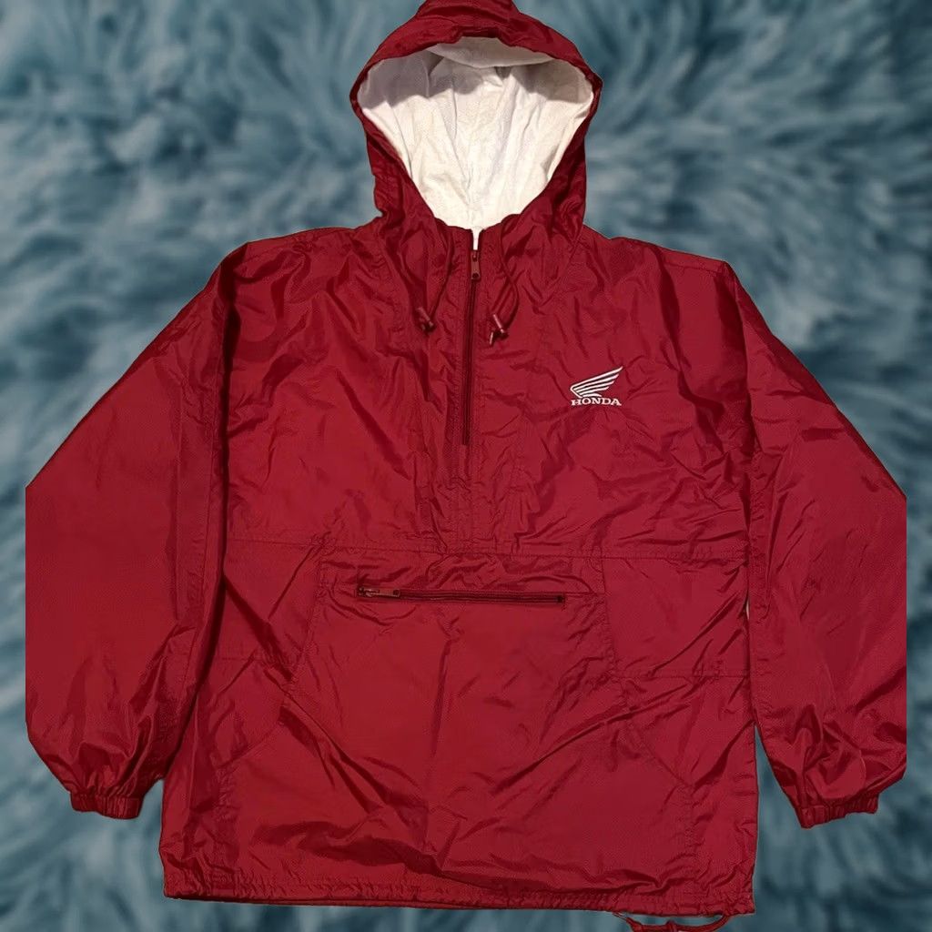 Honda VINTAGE Honda Racing Anorak Jacket M Red Biker 90s Windbreaker Racing Nascar Indy 500 Harley 1/2 Zip Hooded Mens Size US M / EU 48-50 / 2 - 1 Thumbnail