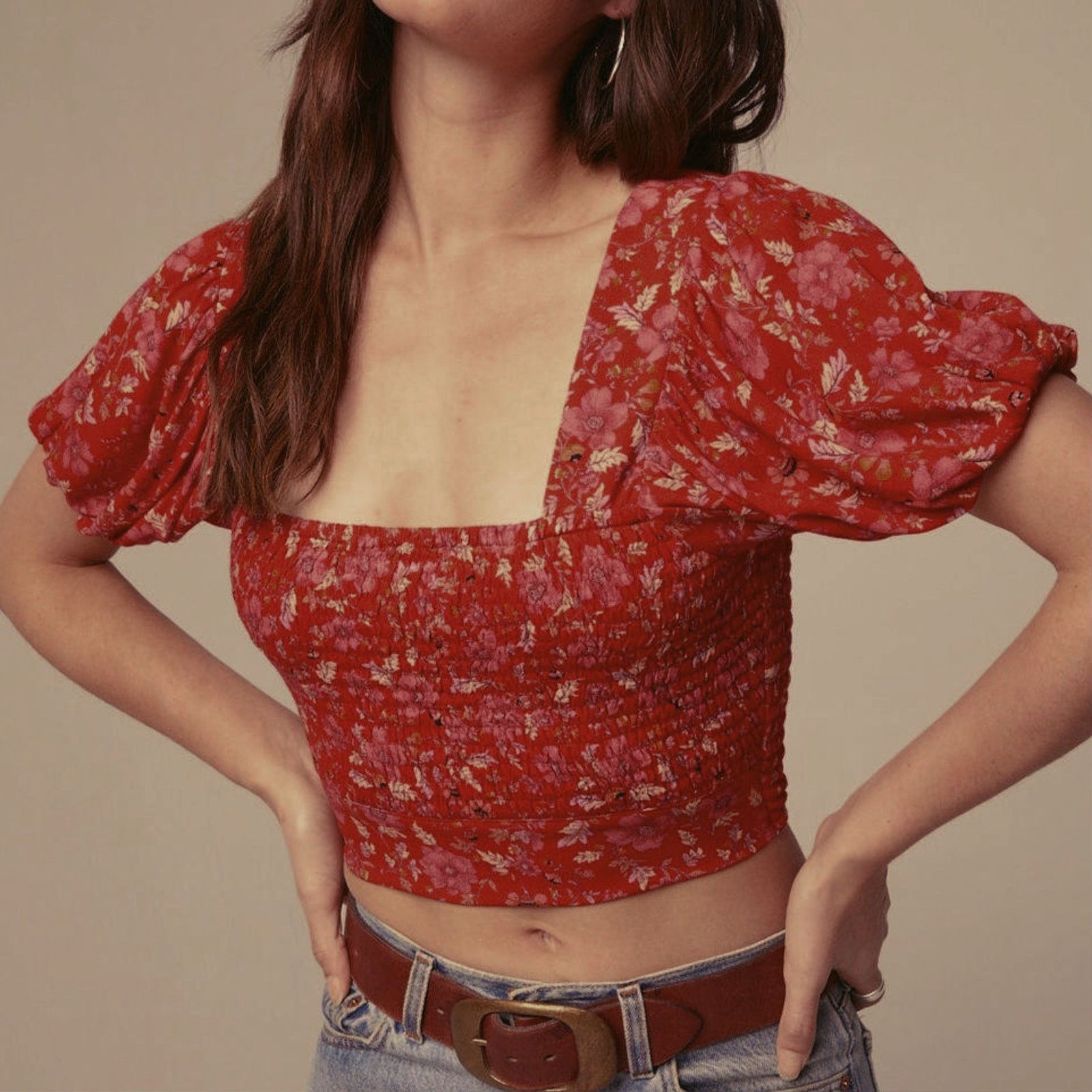 Other NWT Band of the Free Joelle Smocked Crop Top Sz. L [12] Size L / US 10 / IT 46 - 3 Thumbnail