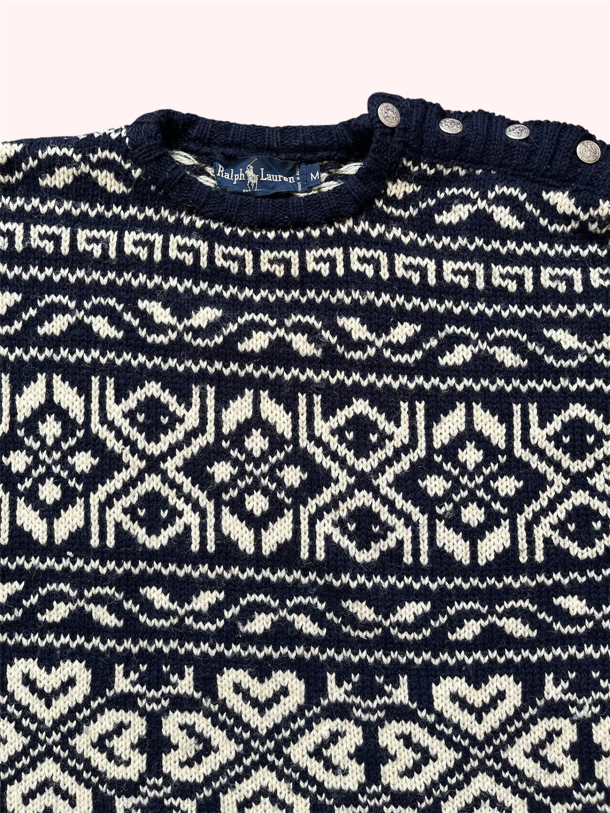 Ralph Lauren 80s Snowflake Wool Sweater Size US M / EU 48-50 / 2 - 2 Thumbnail