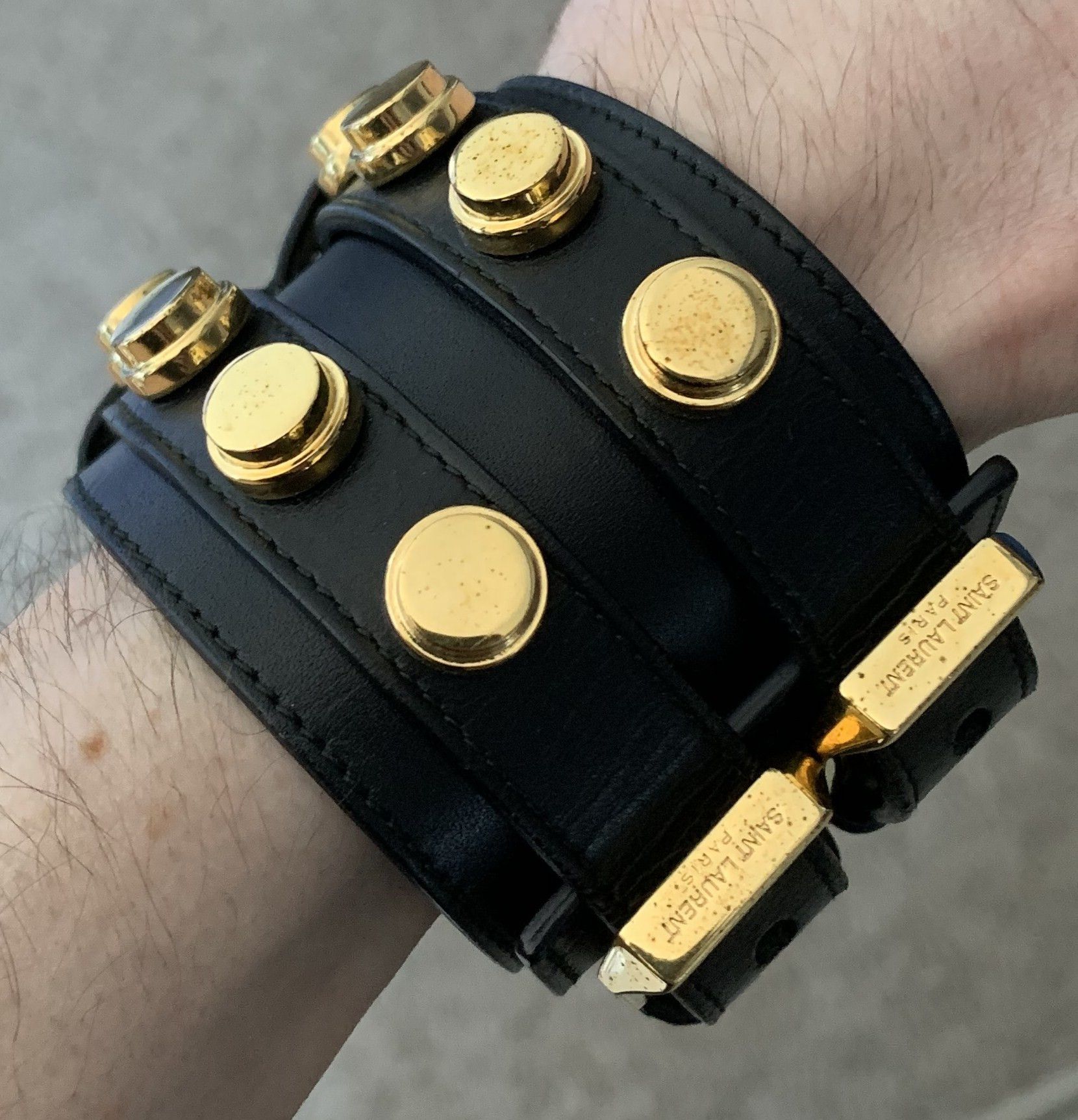 Saint Laurent Paris Saint Laurent Paris Wide Studded Leather Bracelet Size ONE SIZE - 9 Thumbnail