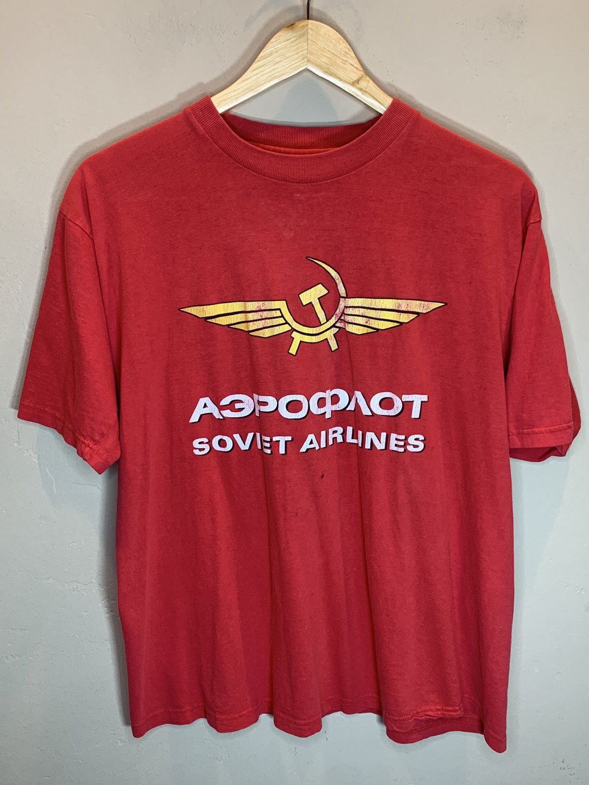 Vintage *RARE* Vintage 80’s Soviet Airlines Aeroflot USSR T-Shirt Size US L / EU 52-54 / 3 - 1 Thumbnail