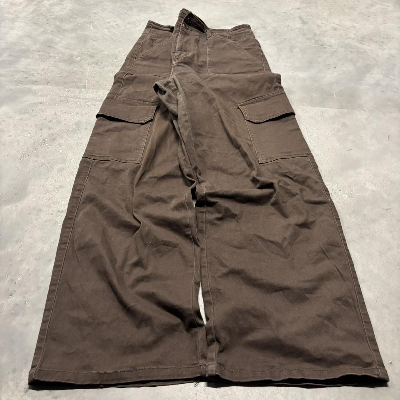 Japanese Brand × Vintage Crazy Vintage Y2K/2000s Baggy Brown Streetwear Skater Cargo Pants! Size US 32 / EU 48 - 3 Thumbnail