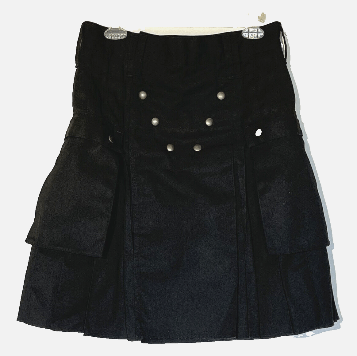 image of Utilikilts The Spartan Black Utility Cargo Kilt Skirt, Men's (Size 32)
