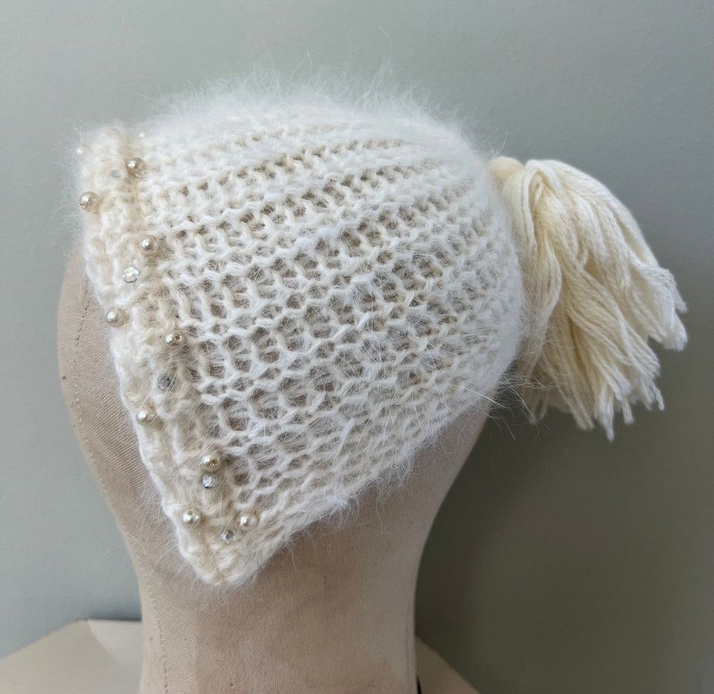 Vintage Handmade Infant Cashmere Crochet Beanie Cap Hat Newborn mint Size ONE SIZE - 2 Thumbnail
