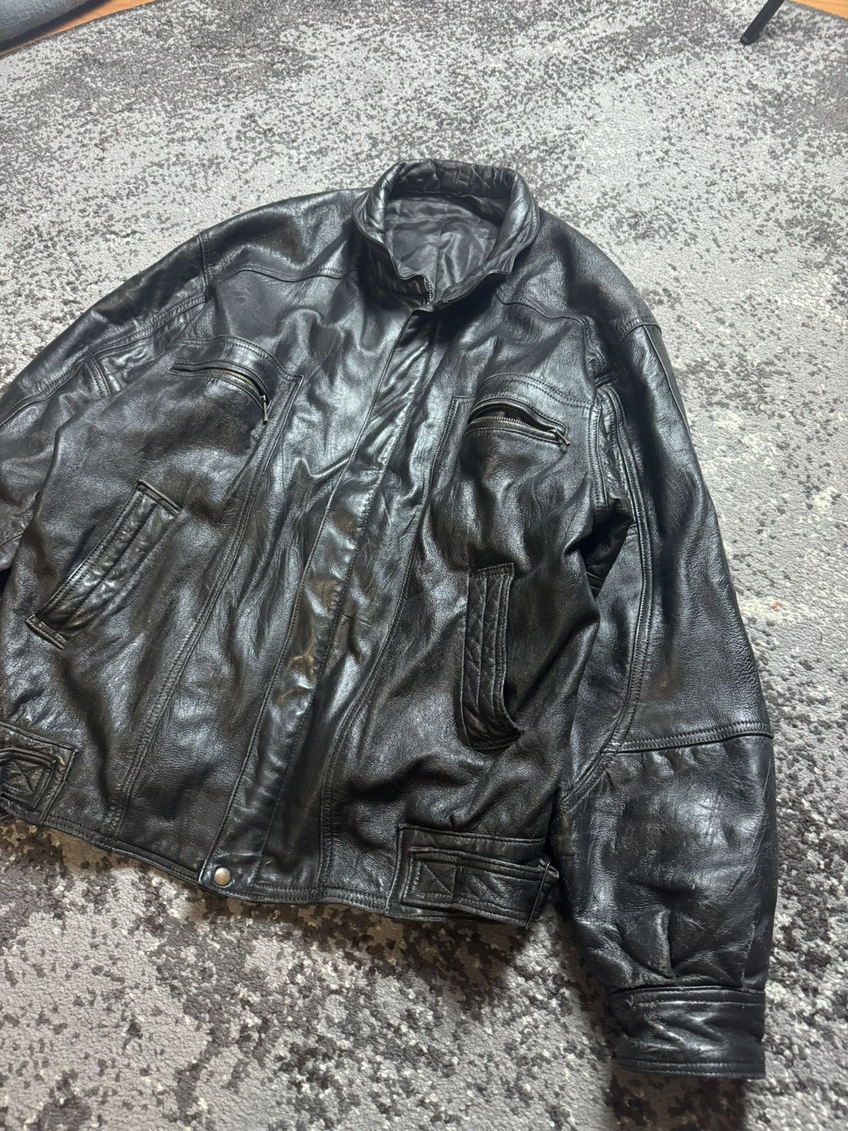Japanese Brand × Vintage Vintage Y2K Leather Carti Style Opium Aviator Bomber Jacket Size US XL / EU 56 / 4 - 2 Thumbnail