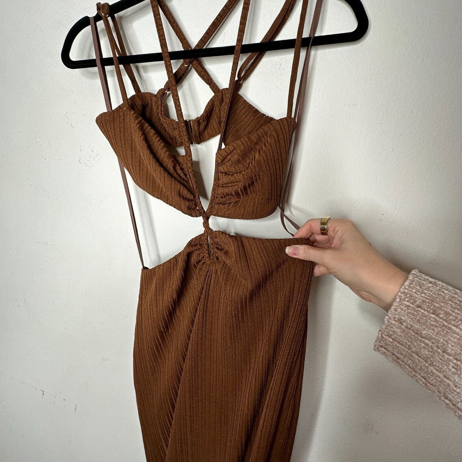 Other Rumer The Label Brown Ribbed Oasis Bandeau Cut Outs Maxi S Size S / US 4 / IT 40 - 5 Thumbnail