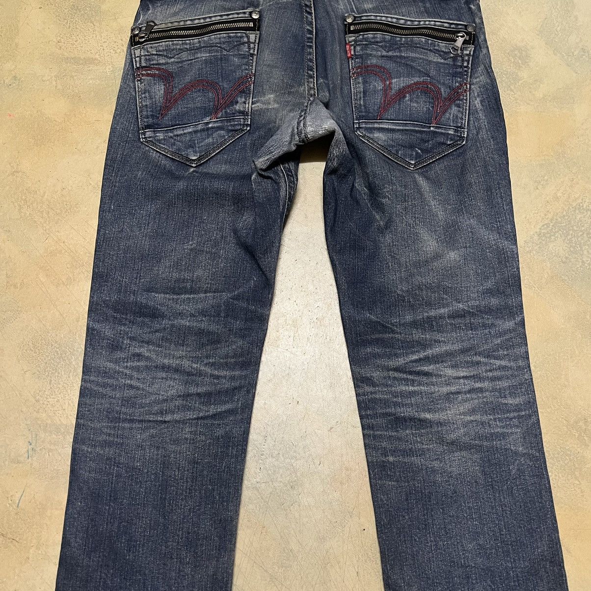 Edwin Edwin Blue Trip Distressed Design Denim Jeans Size US 33 - 18 Thumbnail