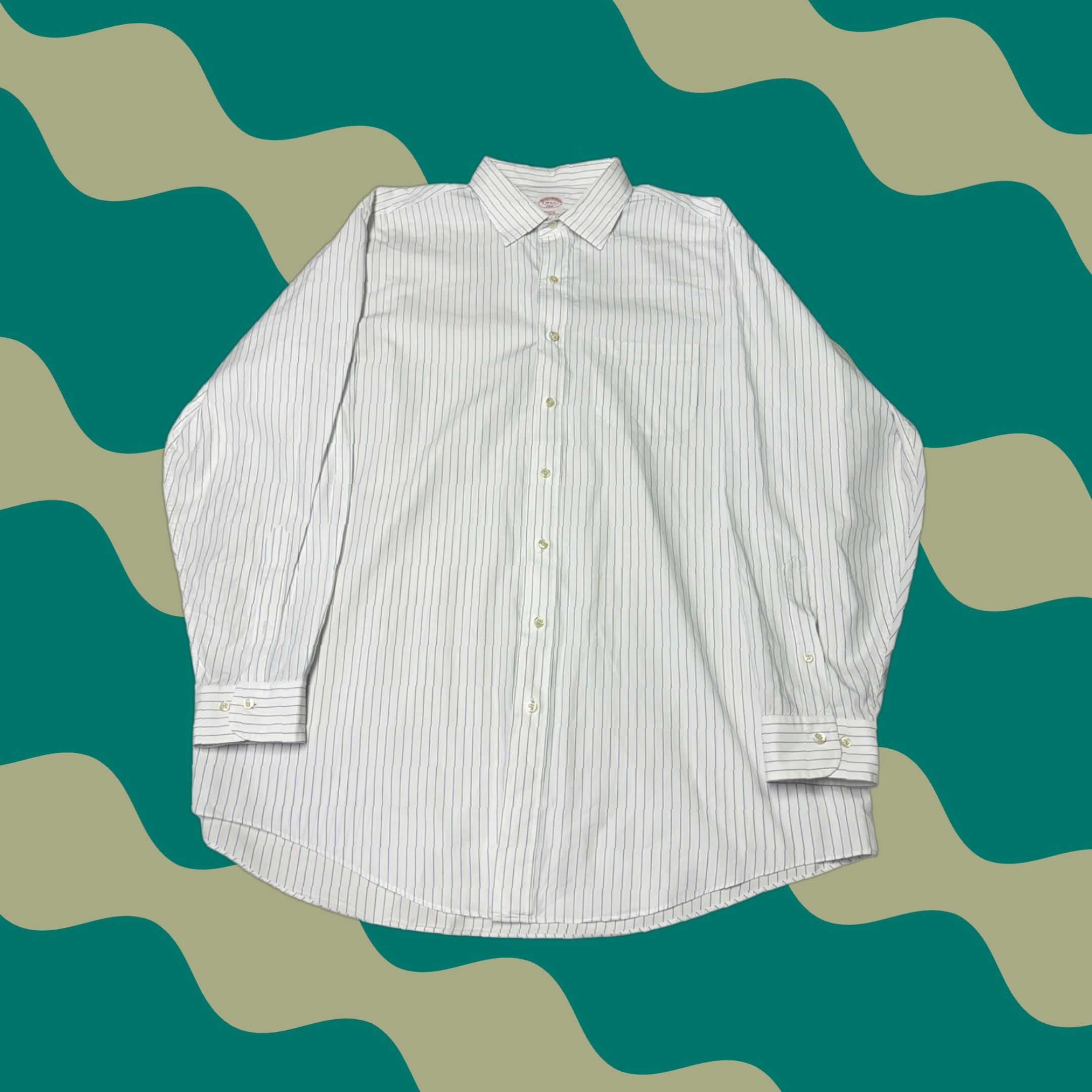 Brooks Brothers Brooks Brothers Dress Shirt Mens Regular All Cotton Blue Pinstripe 18-6/7 42 in Chest Long Sleeve Button-Down Collar Barrel Cuff Vintage No Size 48R - 1 Thumbnail