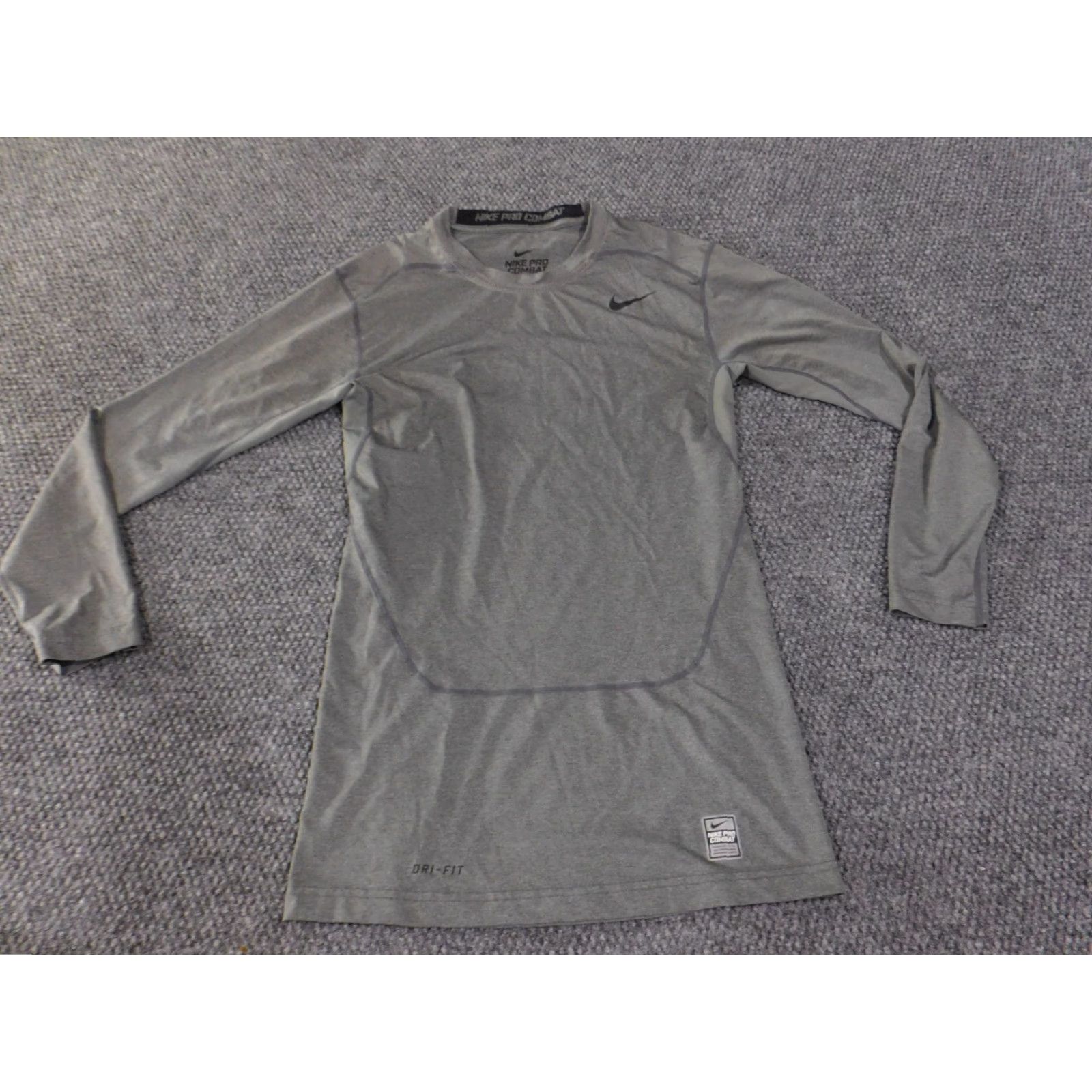 Nike Nike Pro Combat Shirt Womens Large Gray Dri Fit Long Sleeve Compression Athletic T-Shirt Size L / US 10 / IT 46 - 3 Thumbnail