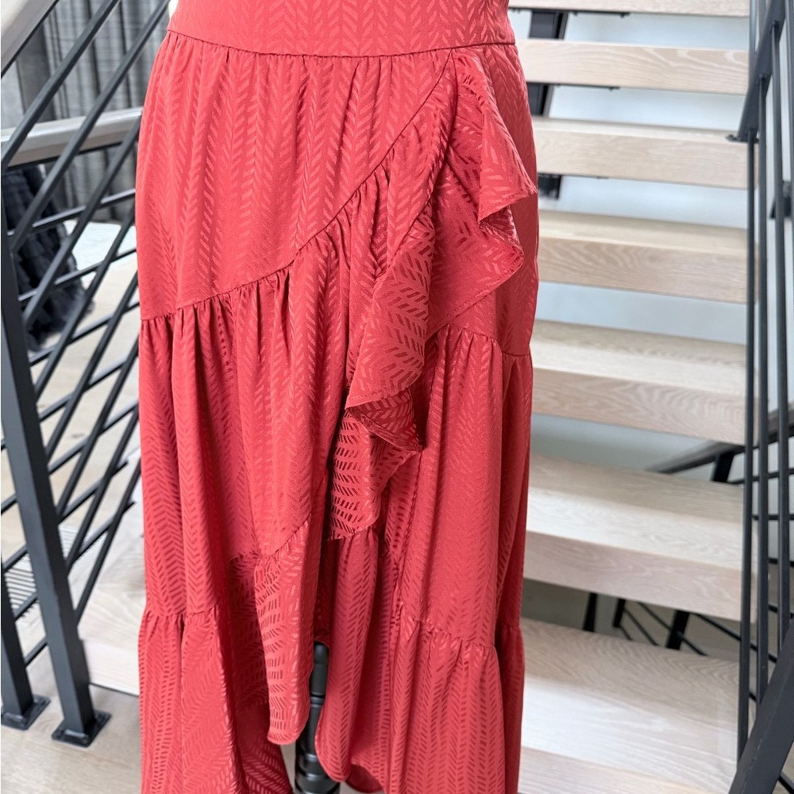 Other Boho Vintage Beach Ruffled Satin Wrap Orange Skirt size S Size 27" / US 4 / IT 40 - 6 Thumbnail